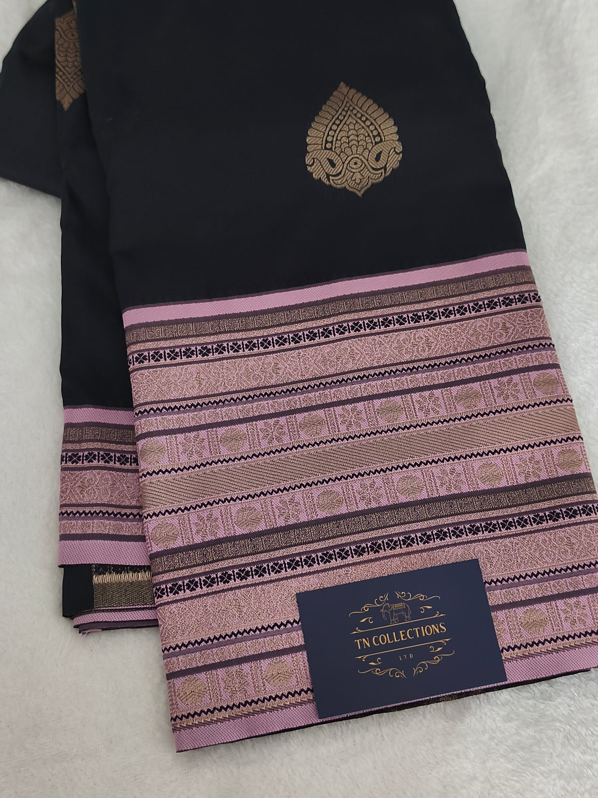 Black Kanchi semi silk Saree