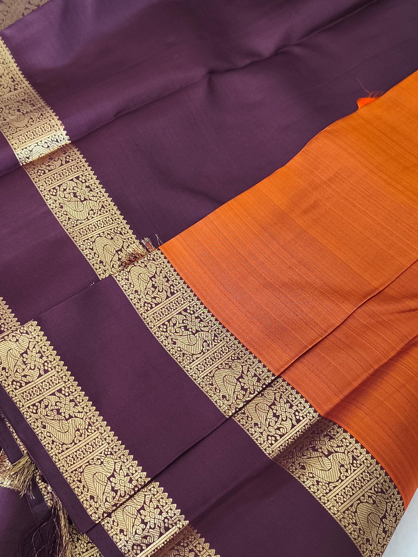 Trendy Pure Kanchipuram Silk Saree (Vintage Rusty Orange)