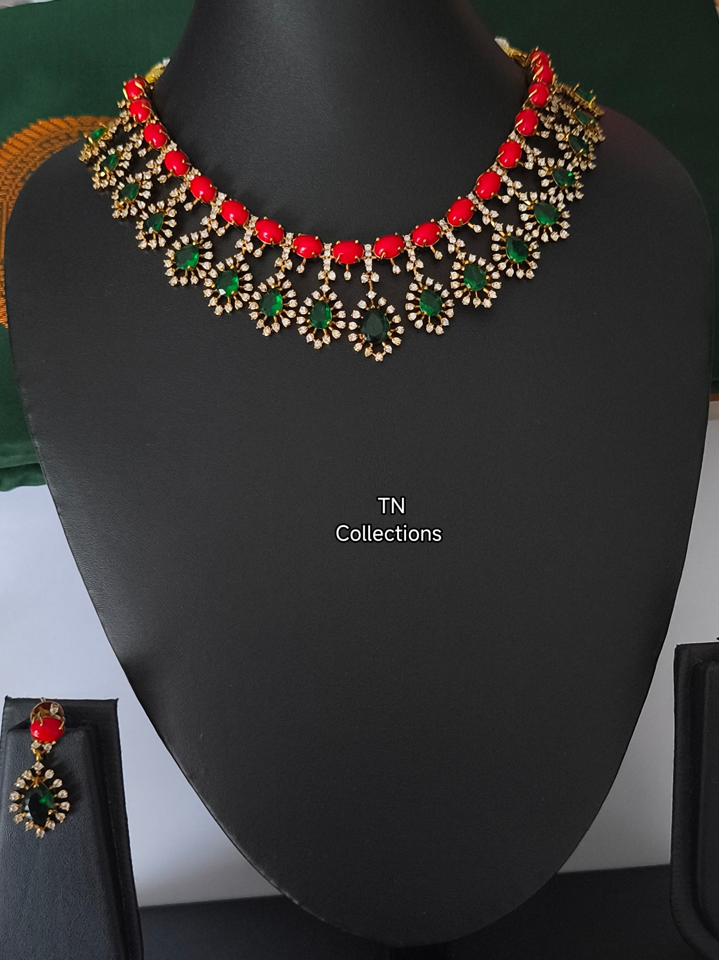 Diamond Finish Designer Choker Necklace Set