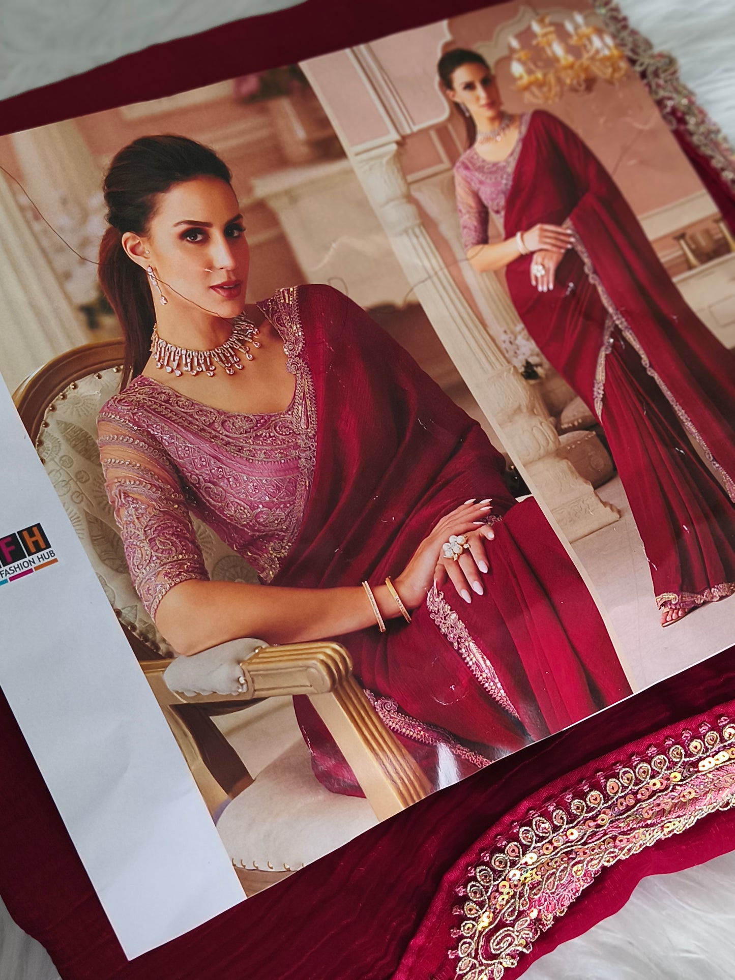 Simple Designer Saree with Unstitched running blouse