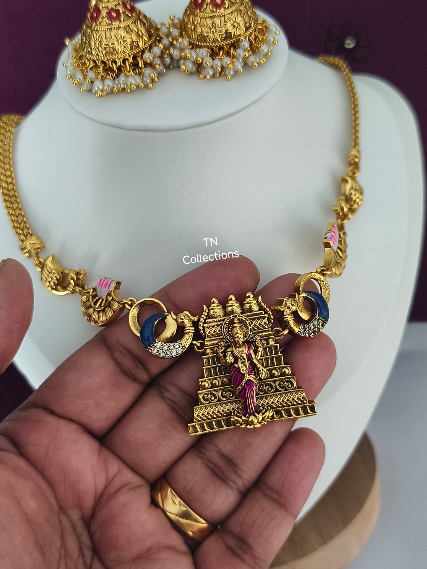 Antique Polish Traditional Meenakshi Necklace Set
