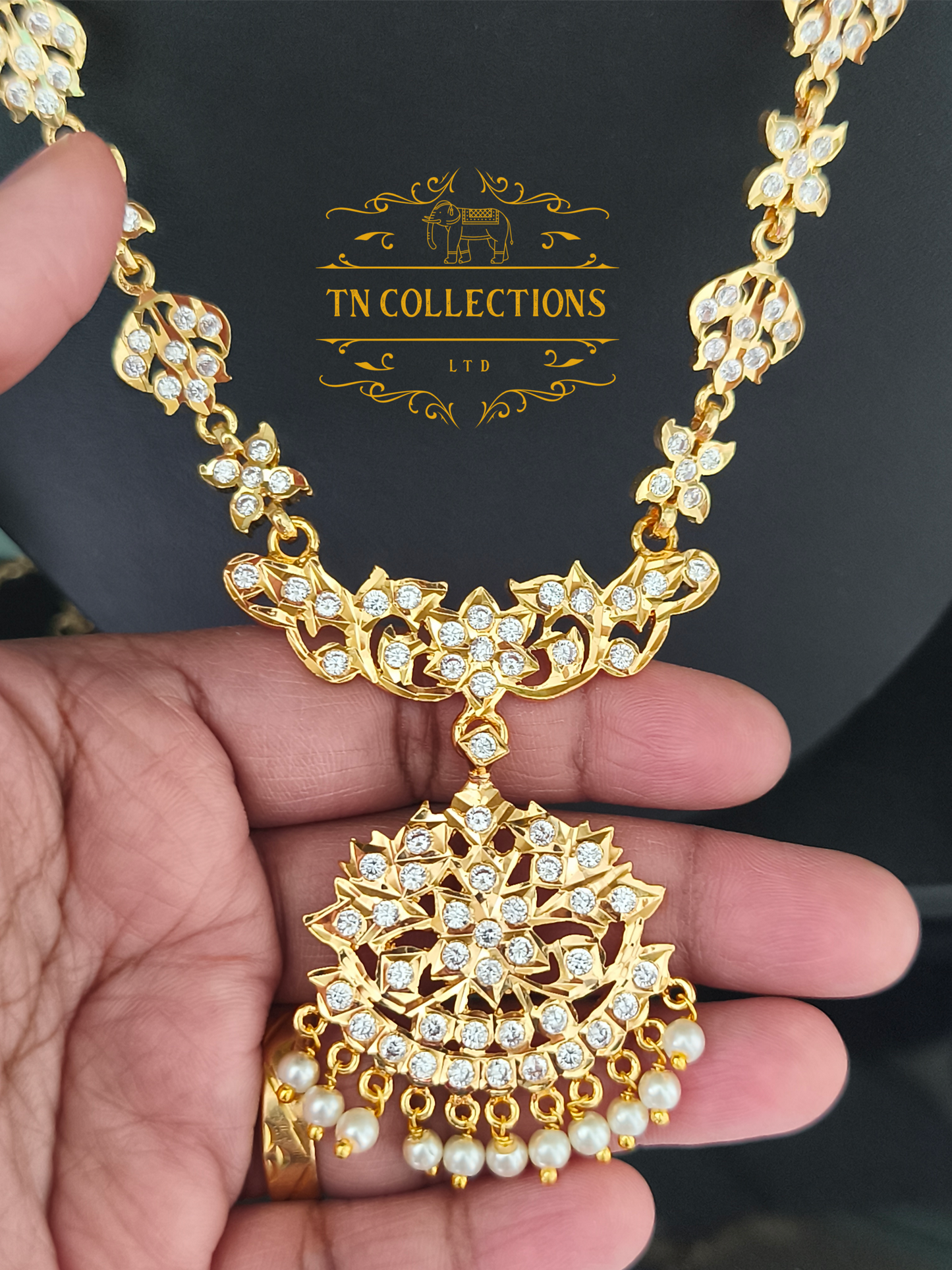 Micro Gold-Plated Traditional Semi Bridal Set (Full white stones)