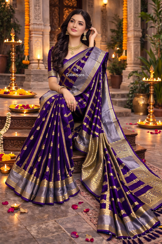 Semi Soft Silk Saree (Purple)