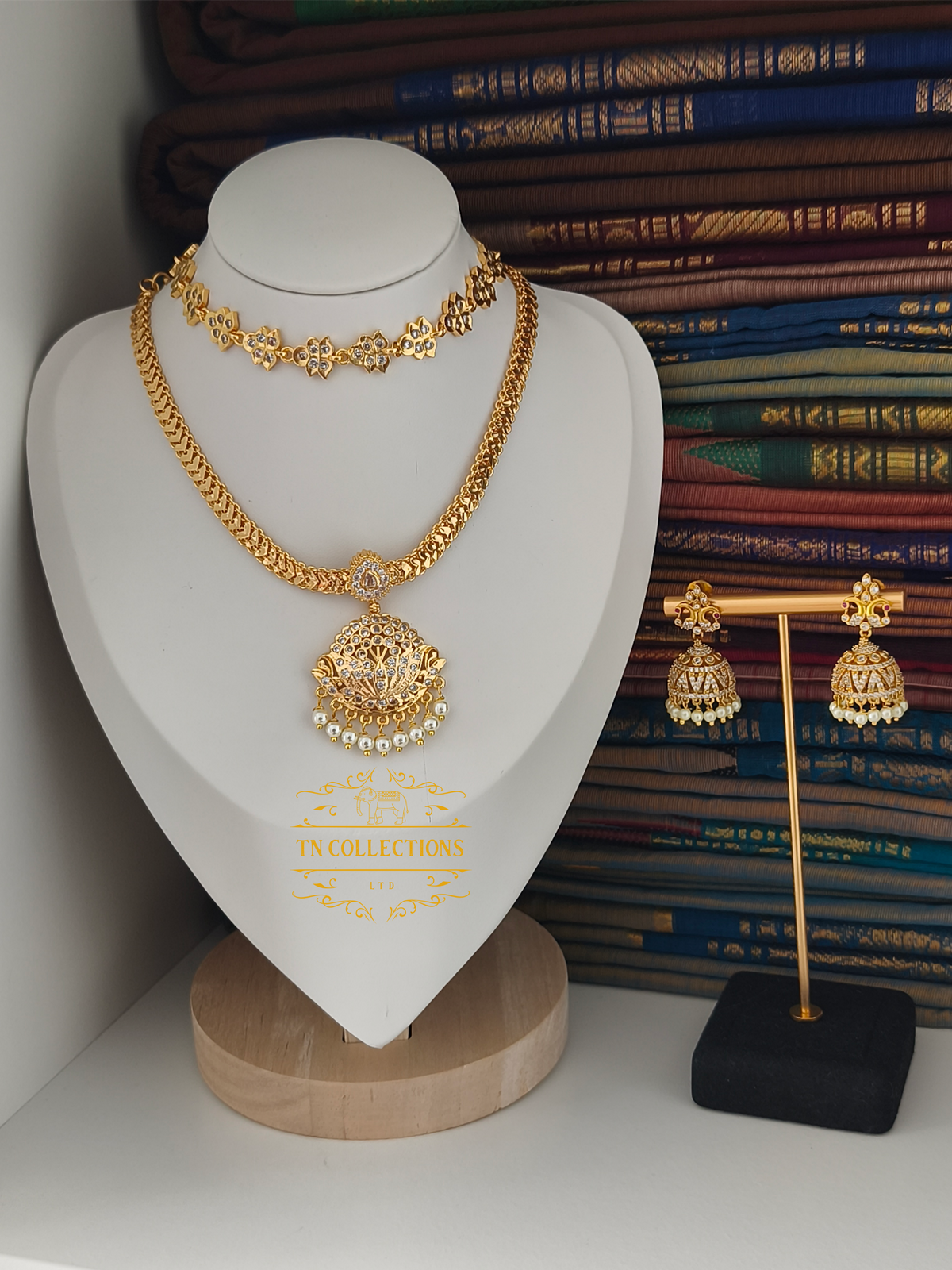Micro Gold Finish Statement Necklace Set