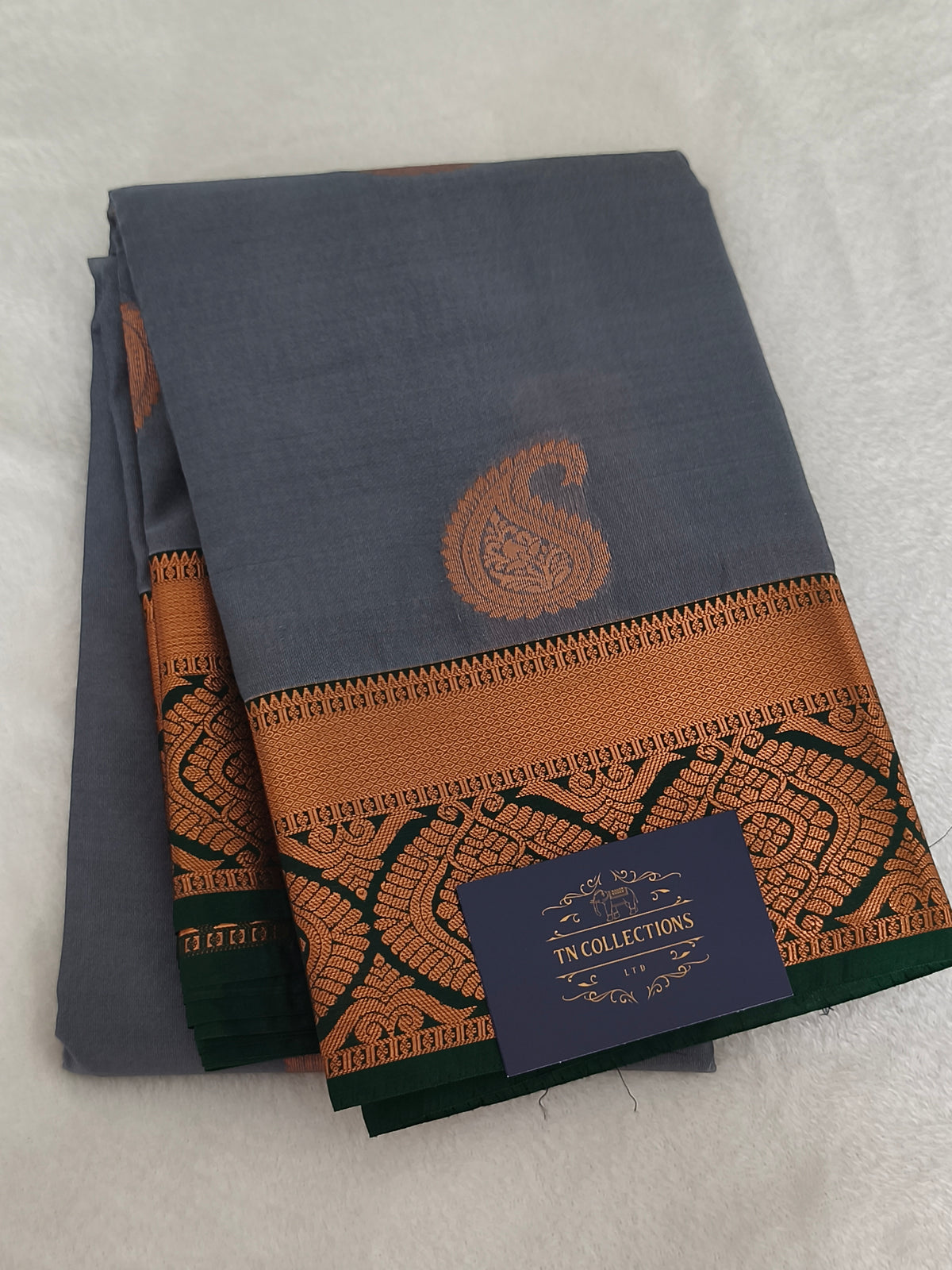 Grey kanchi Semi Silk Saree