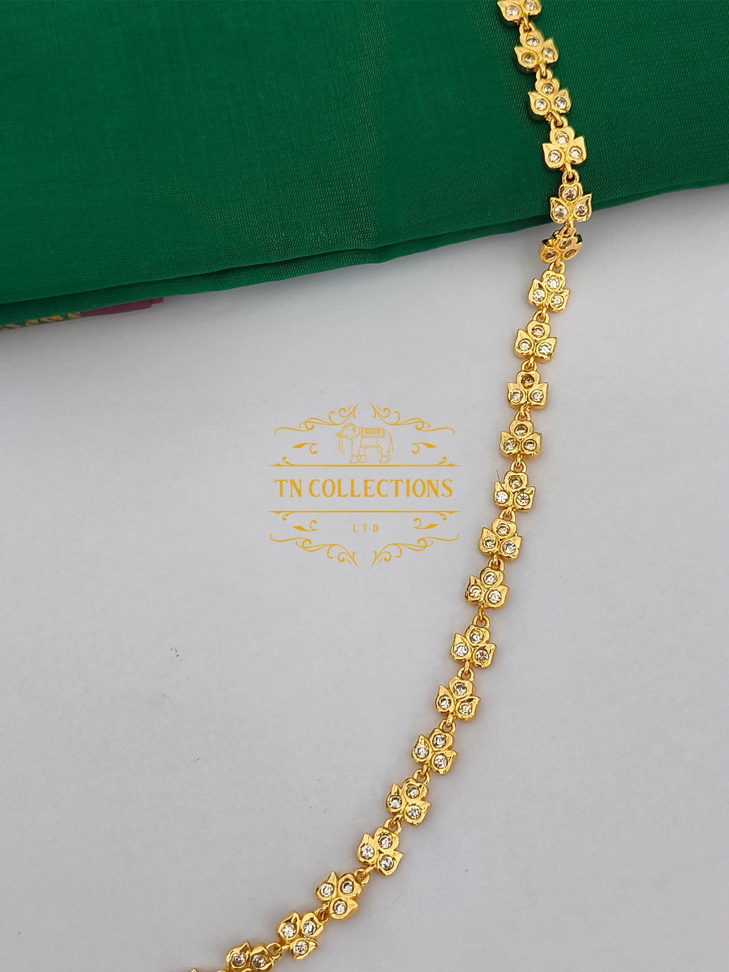 Micro Gold-Plated Traditional Hip Chain (Full white stones)