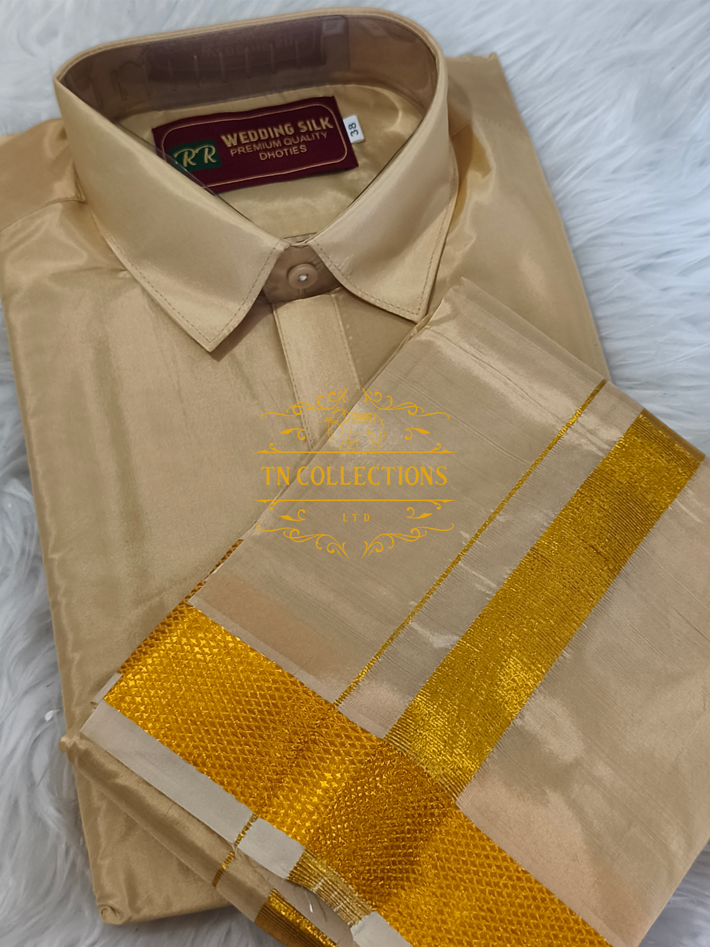 Men's Gold colour Veshti Shirt set