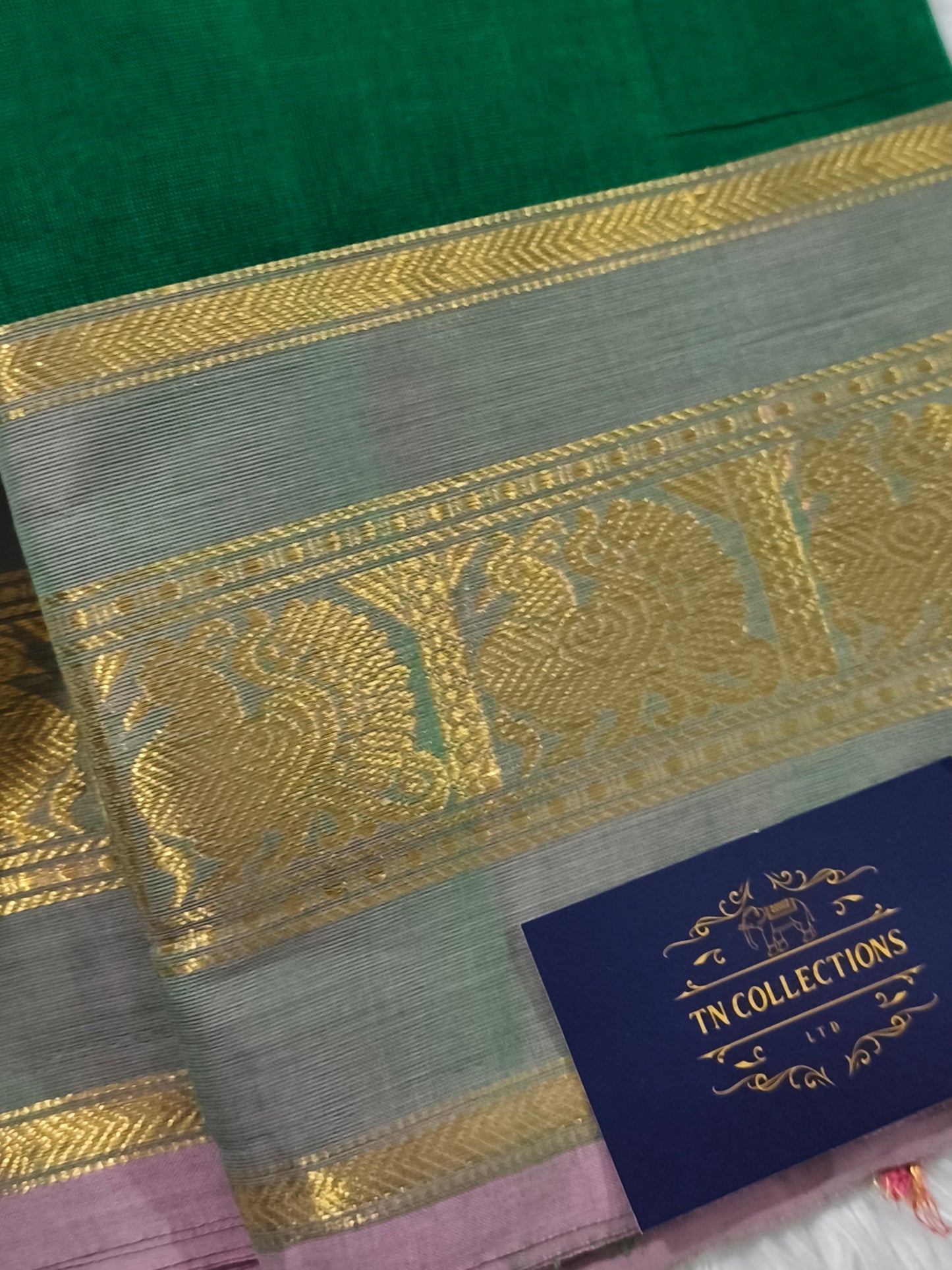 Pure Kanchi Cotton Saree (Green)