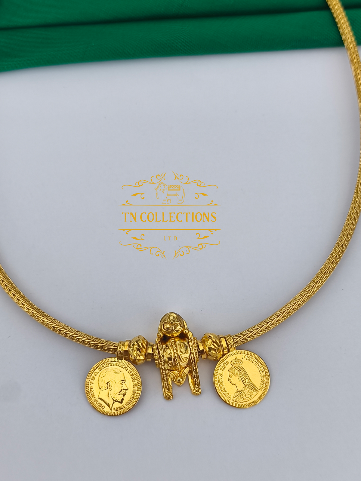 22ct Gold Plated Traditional Hindu Thalikodi with Kombu thali,thadai & Coins (9 - 11 Pawn thickness)