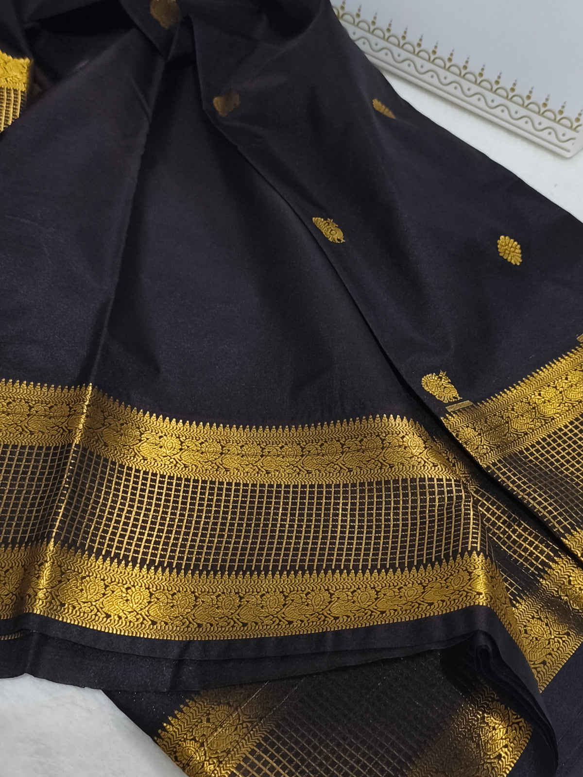 Coffee Brown Premium Semi Kanchipuram Silk Saree