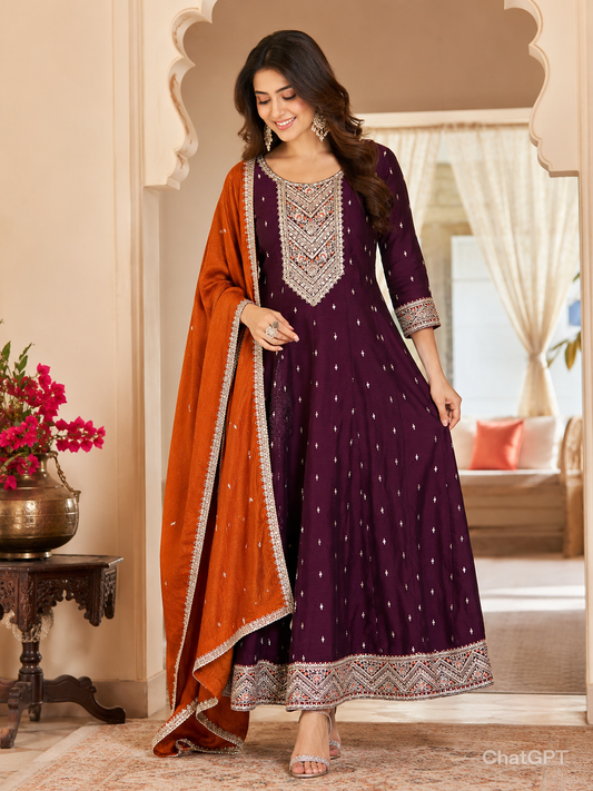 Grand 3pcs Party wear Anarkali Dress