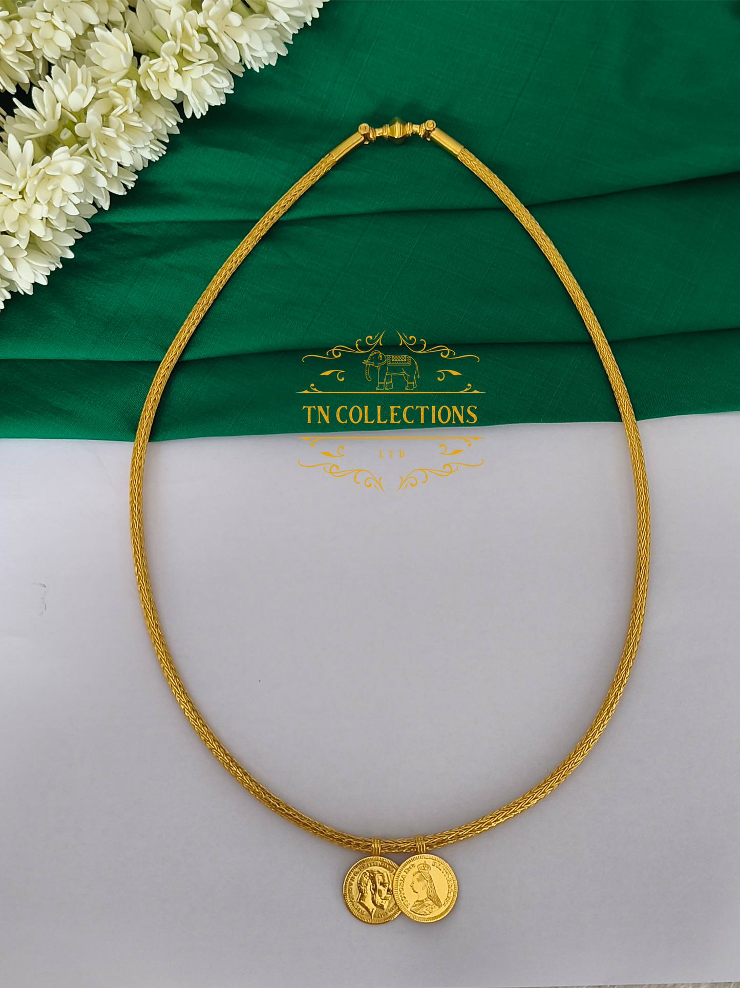 22ct Gold Plated Traditional Hindu Thalikodi with Coins (9-11 Pawn thickness)