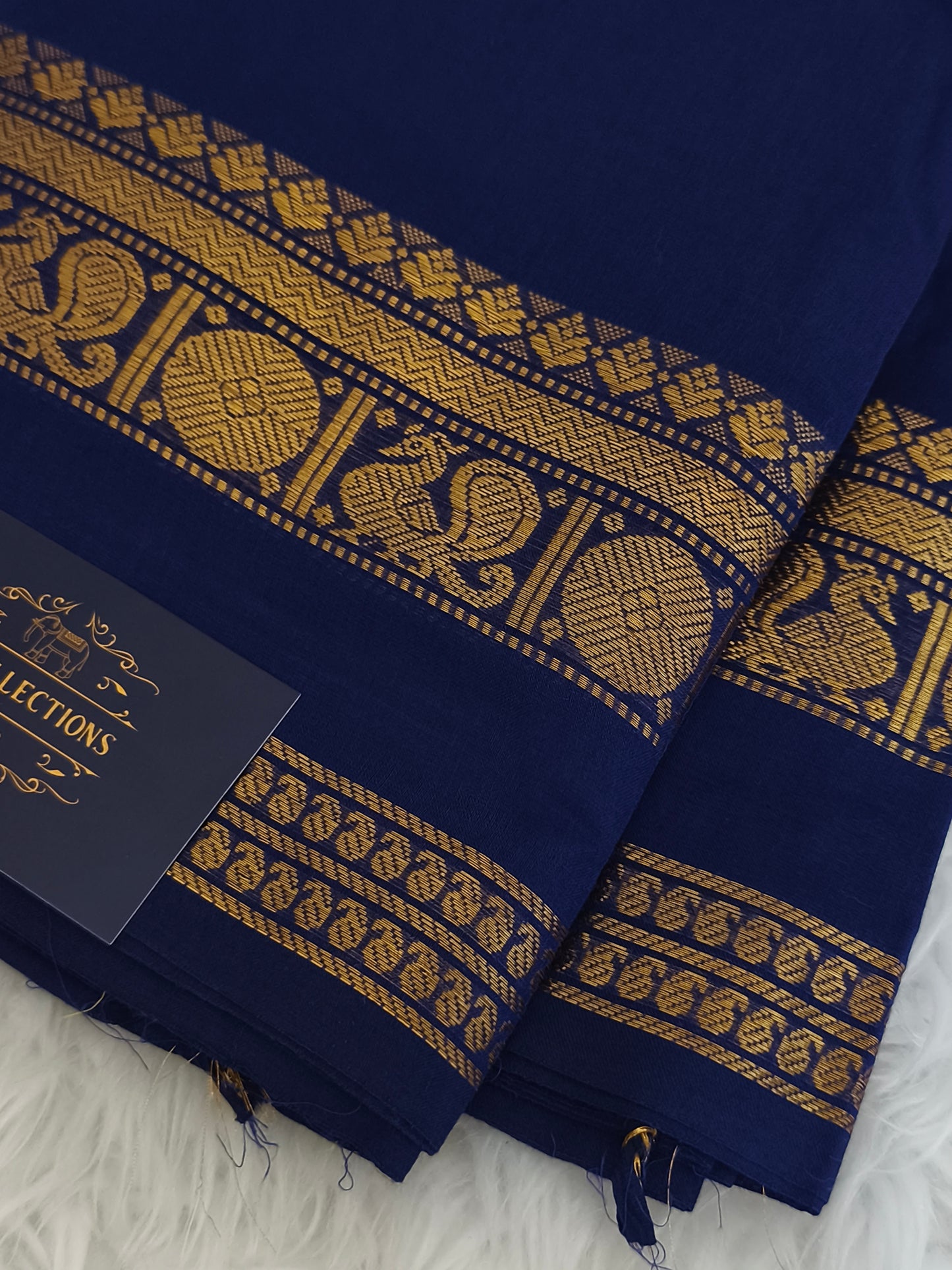 Pure handloom kanchi cotton saree (Blue)