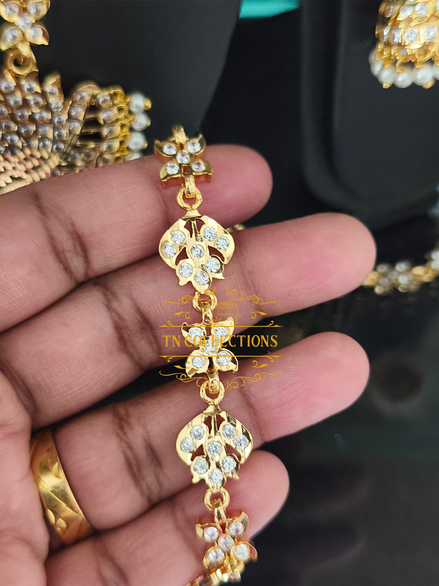 Micro Gold-Plated Traditional Semi Bridal Set (Full white stones)