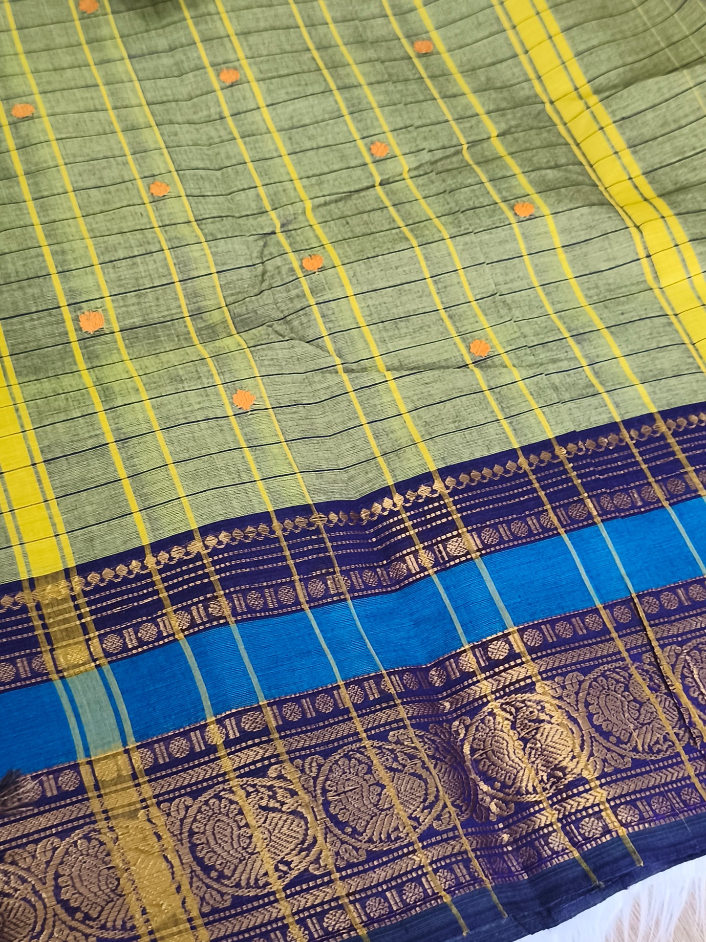 Pure handloom checked design kanchi cotton saree
