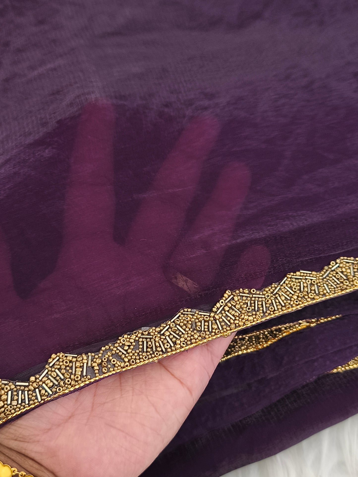 Dark Purple Soft Fendy Chiffon Party Saree