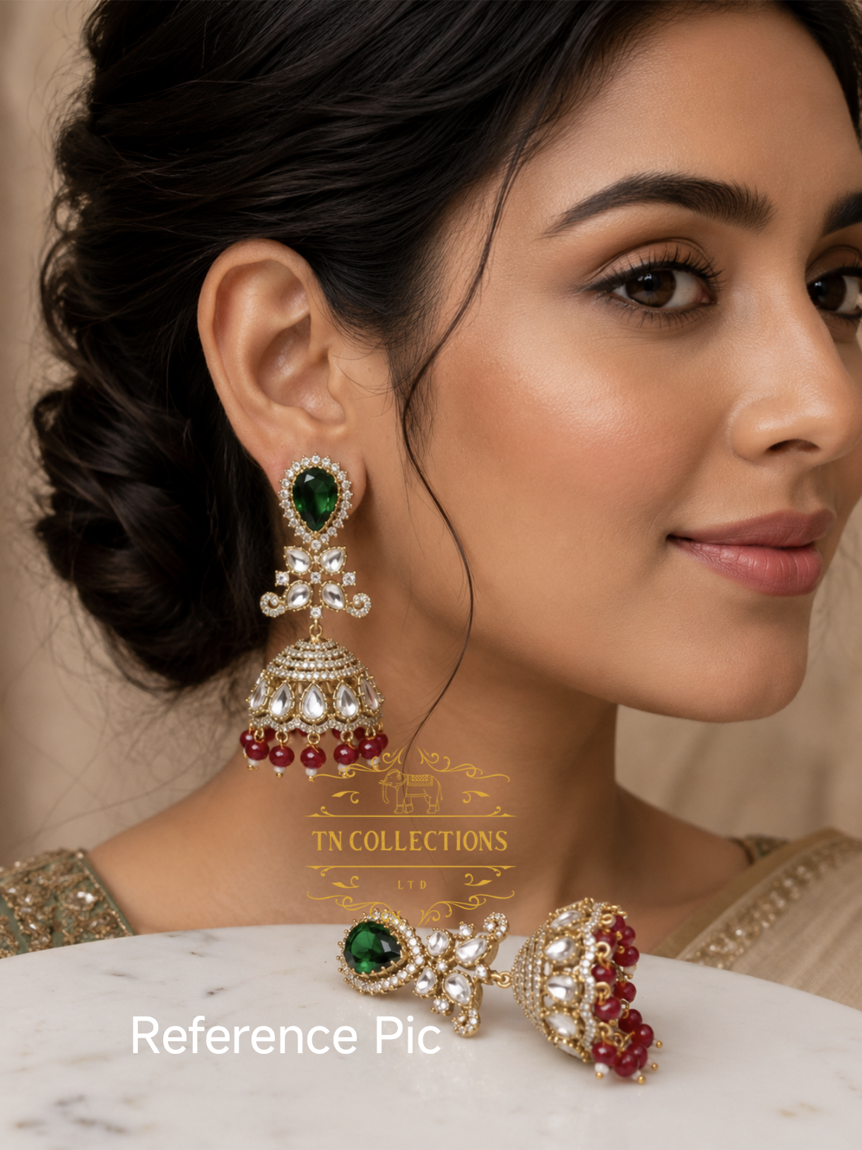 Antique Polish cz AD kundan stone Jumkas