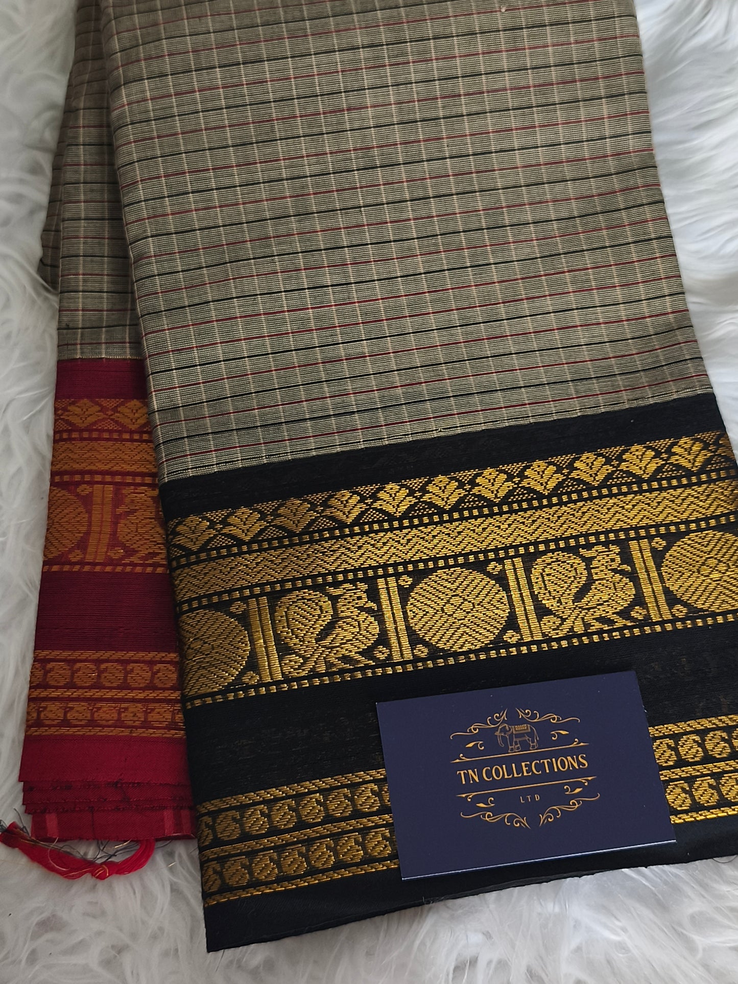 Pure Handloom kanchi cotton Kattam Saree