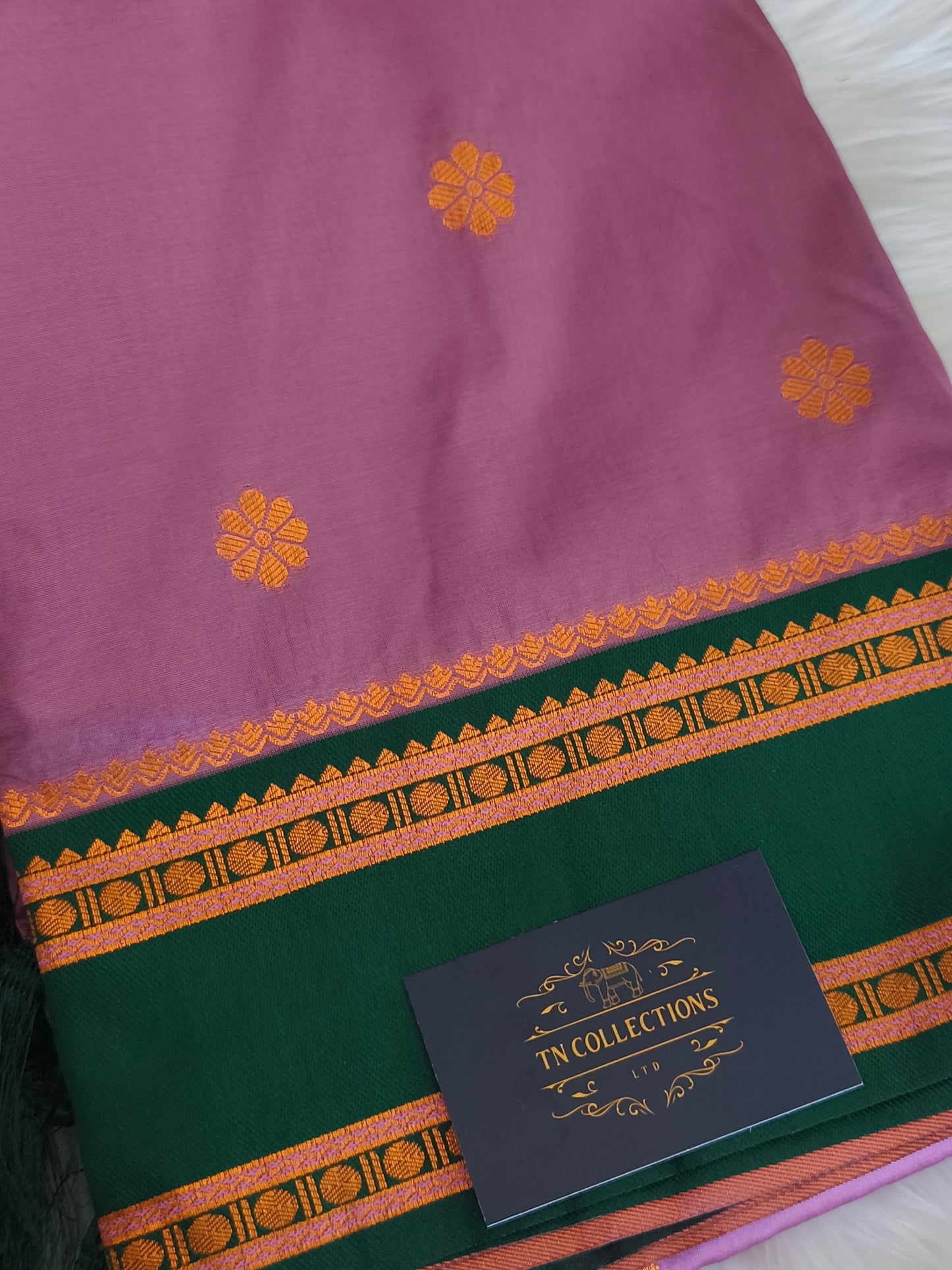 Banaras Semi Soft Silk Saree with contrast blouse and rich pallu