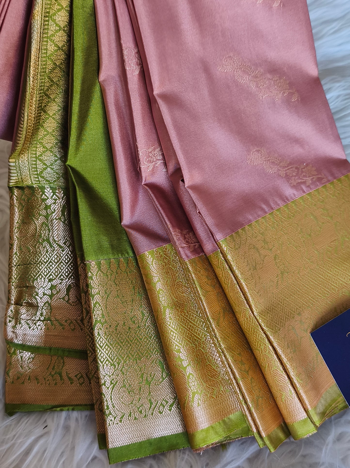 Dusty Pink Kanjivaram Semi Silk Saree