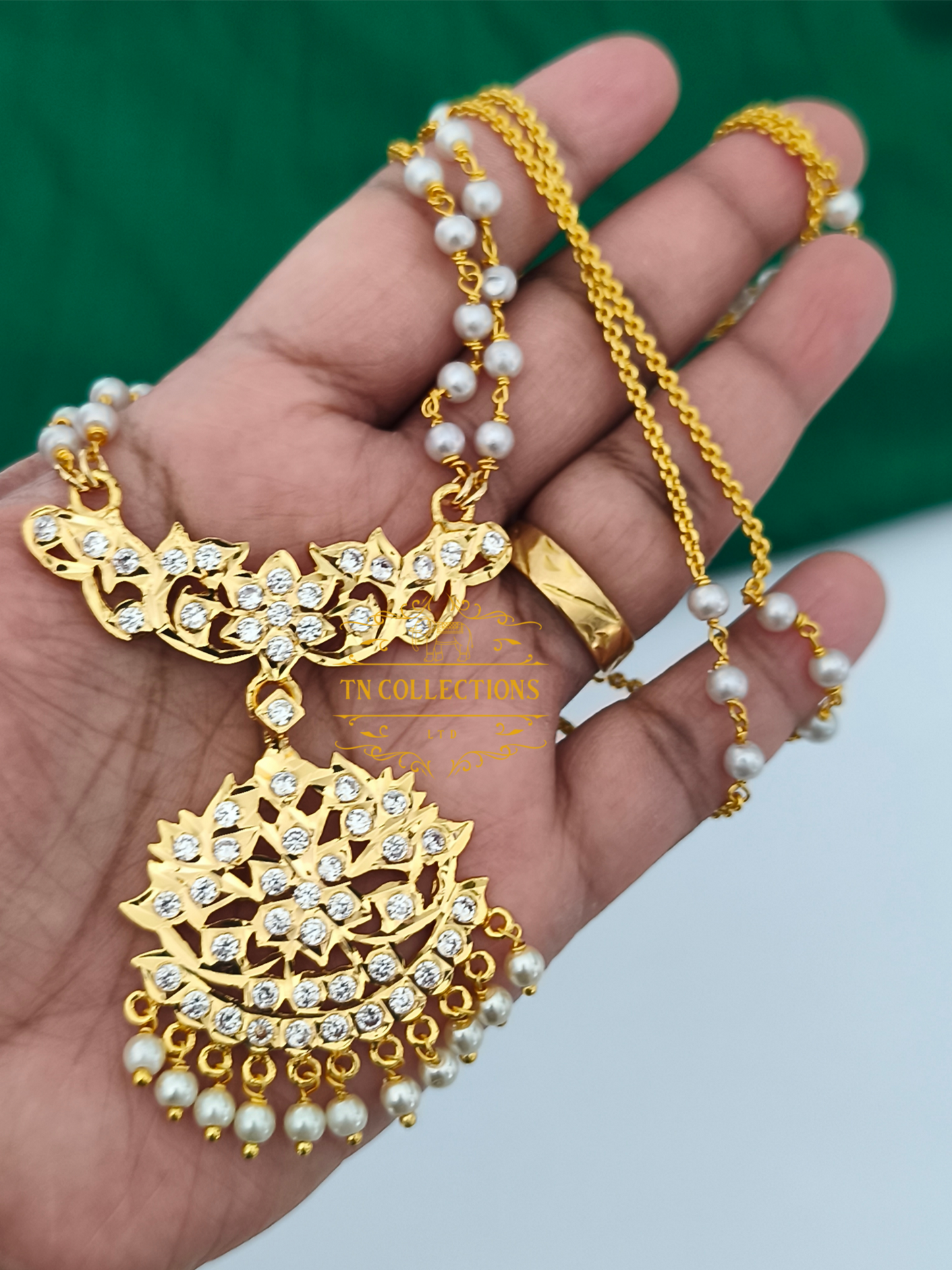 Micro Gold-Plated Traditional semi bridal set (Full white stones)