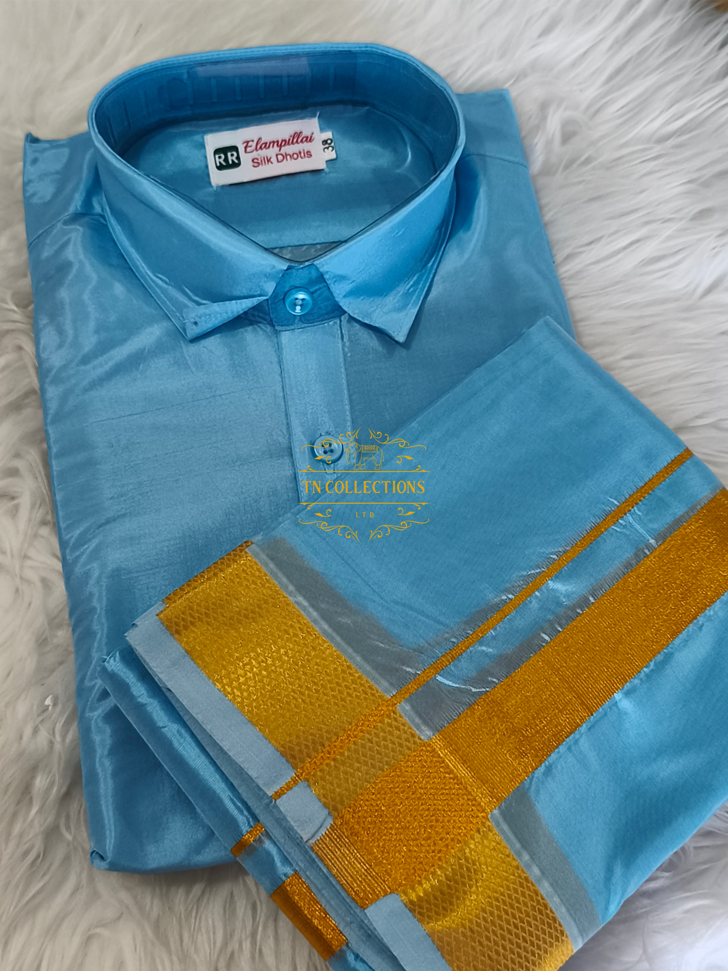 Blue Colour Veshti Shirt set