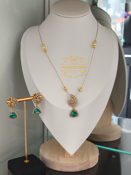 Matte Finish Indo western Invisible Necklace with earrings
