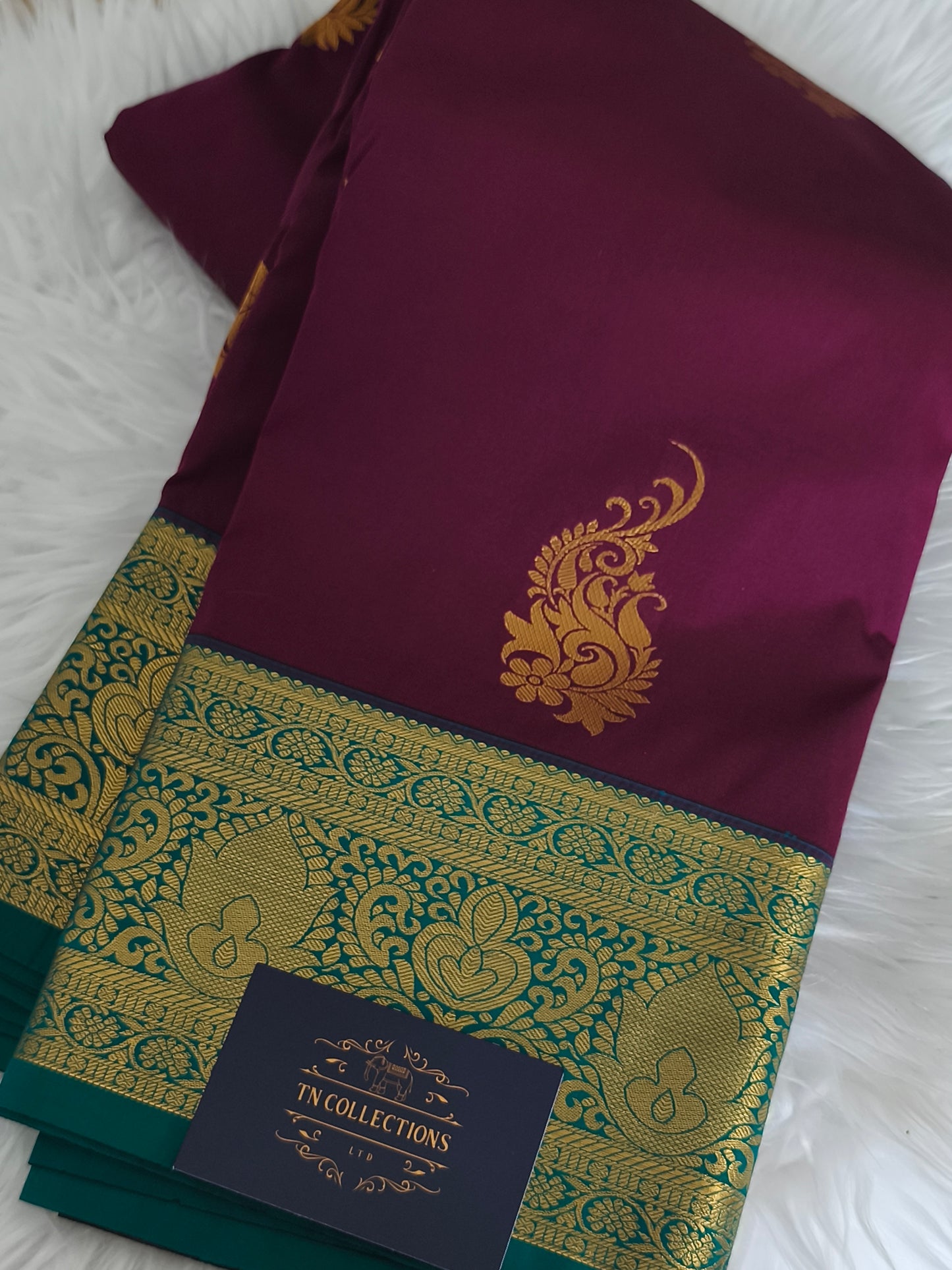 Kanchi Semi Silk Saree with contrast blouse