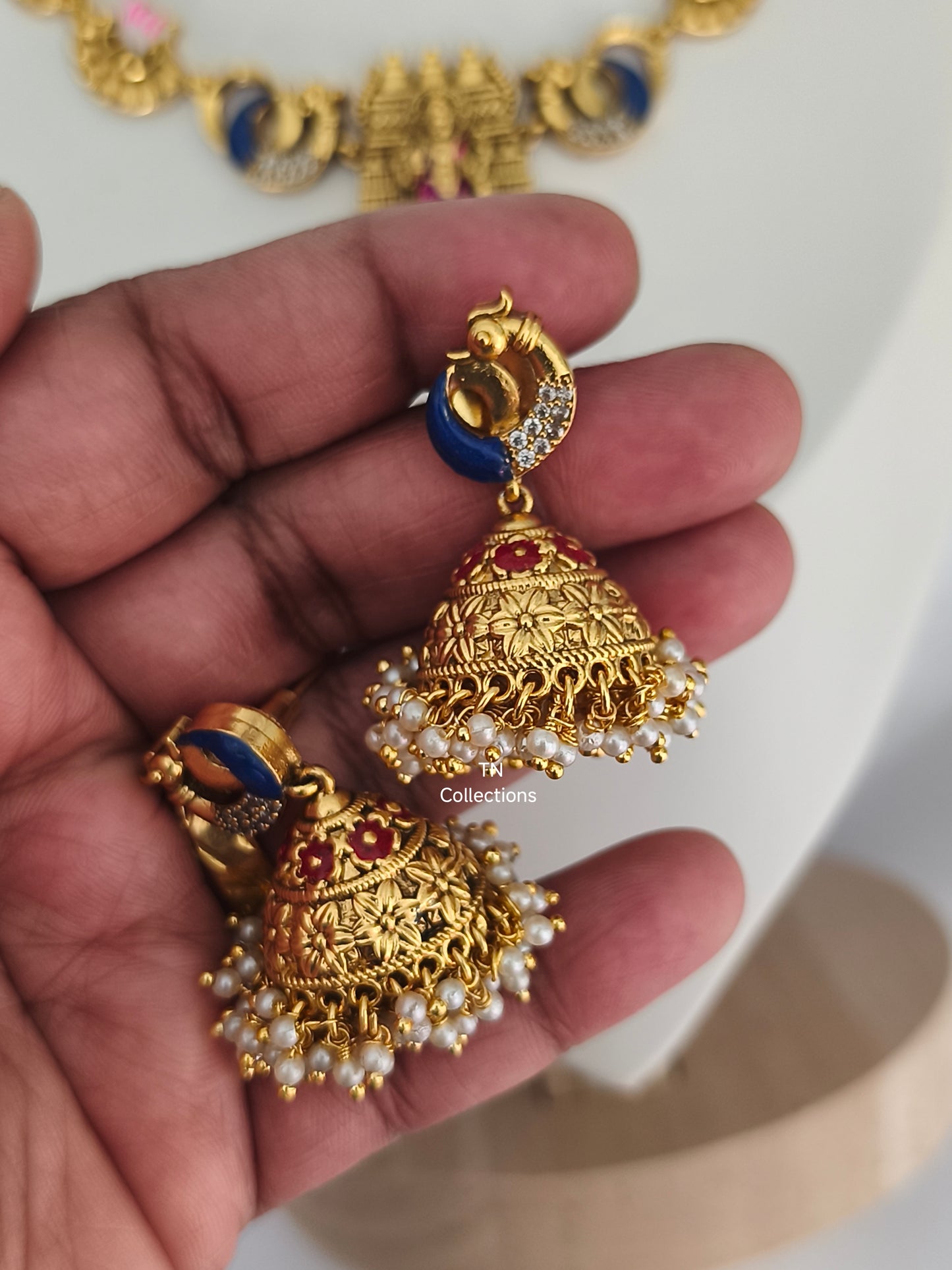 Antique Polish Traditional Meenakshi Necklace Set