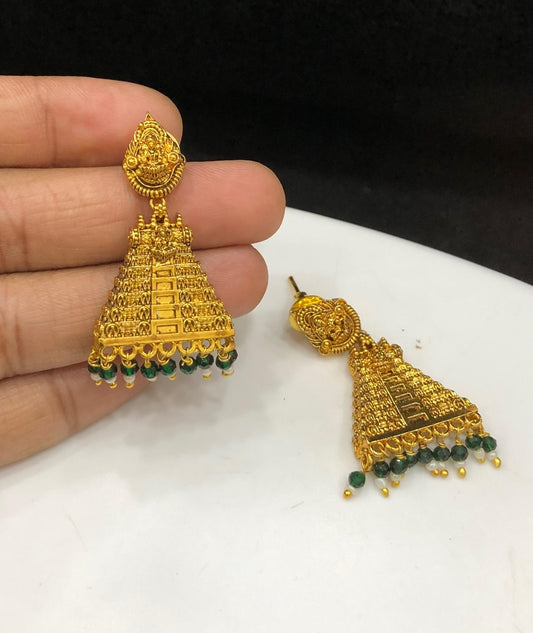 Antique Polish Brass metal kopuram Earrings