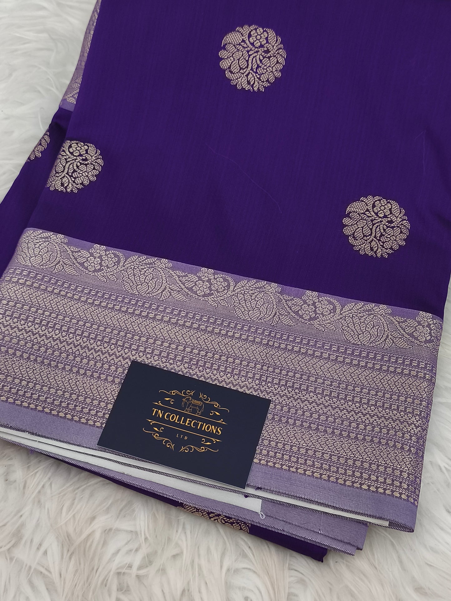 Banarasi Semi Katan Semi Silk Saree (Dark Purple)