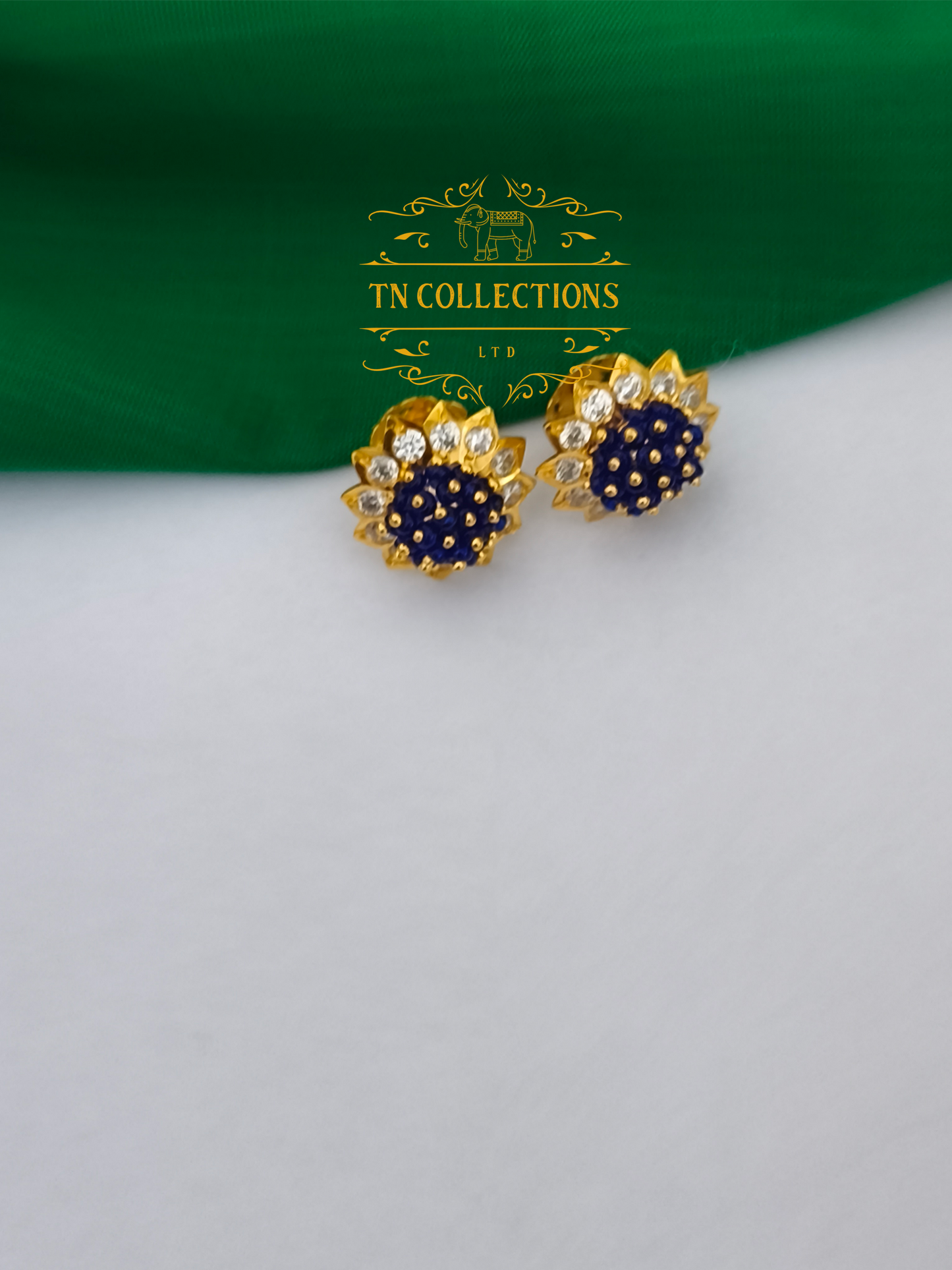 22ct Gold plated Traditional Muthukuviyal Thodu (Blue)