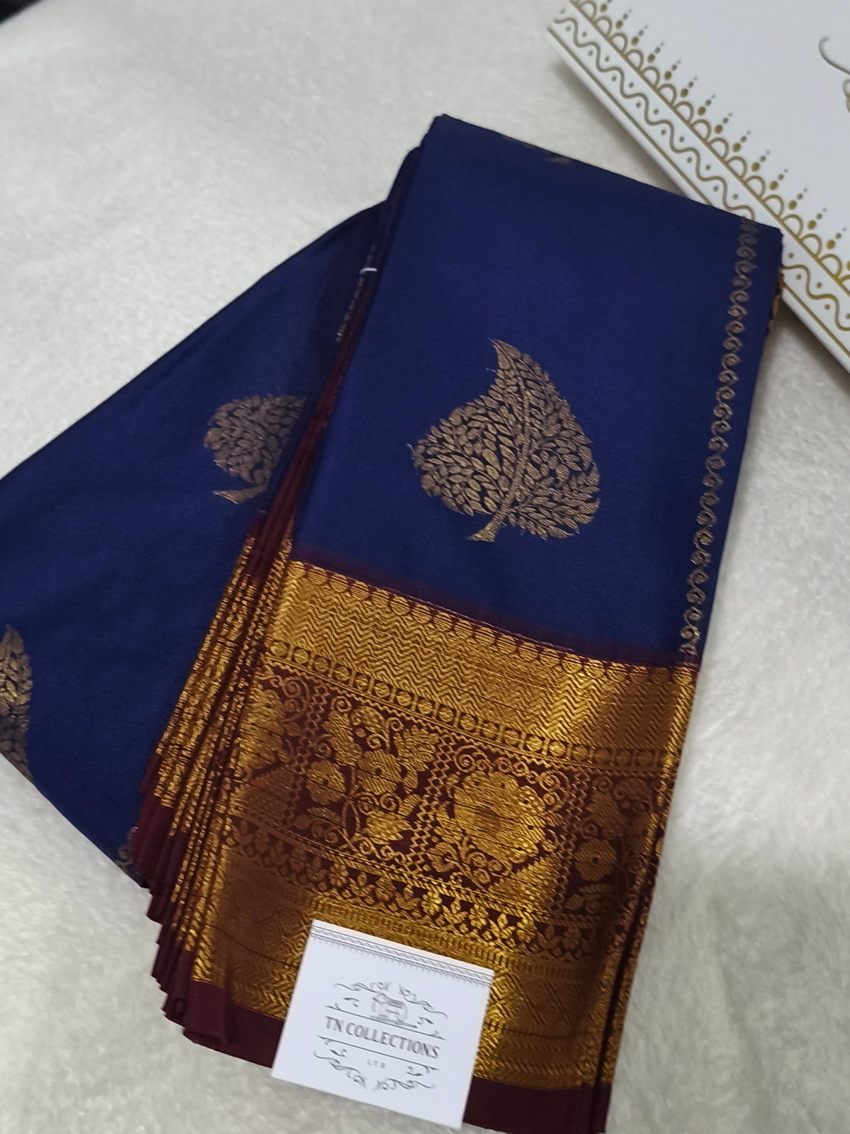 Kanchi Semi Silk Saree with contrast blouse