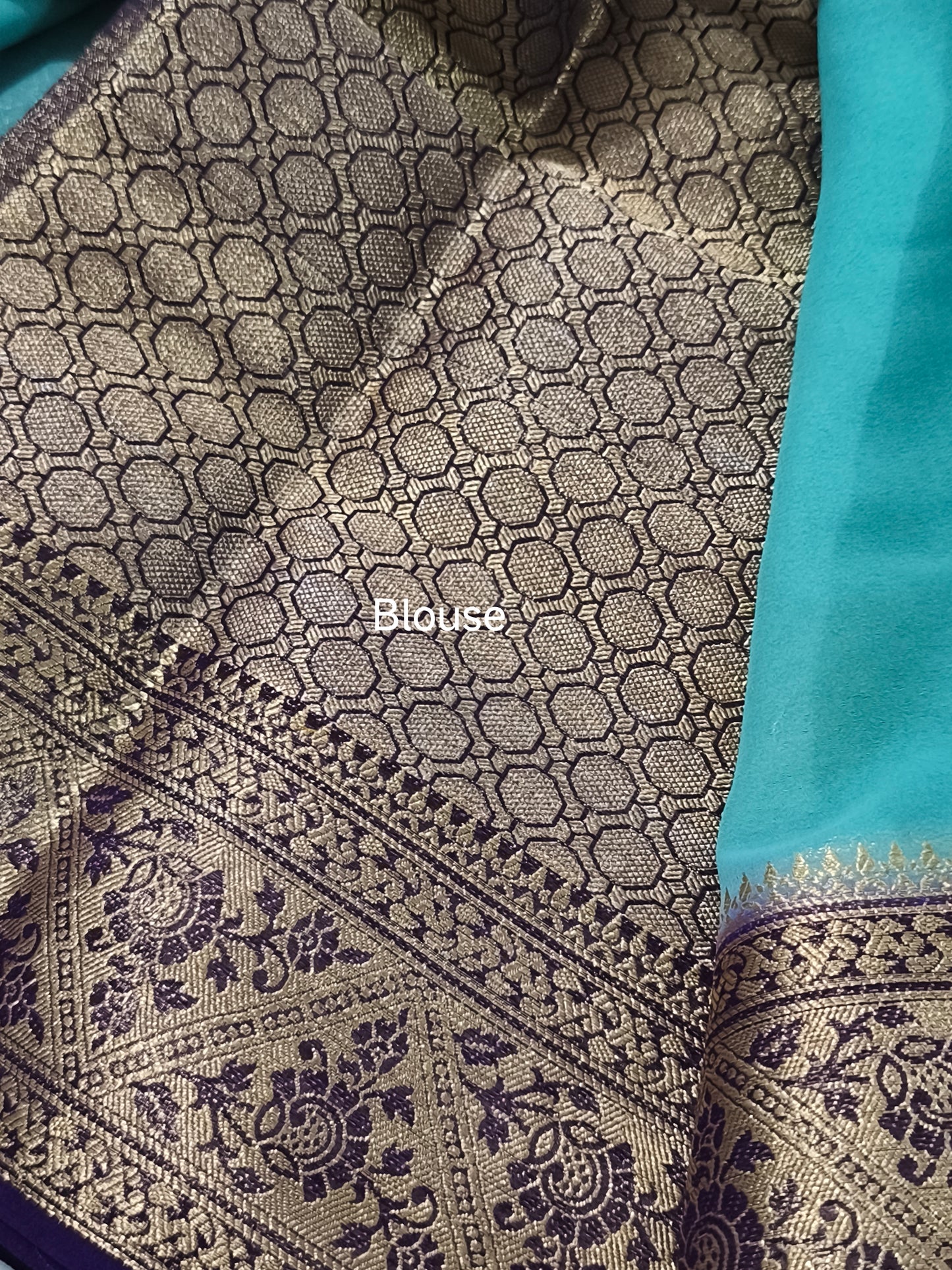 Teal colour Chiffon Georgette saree