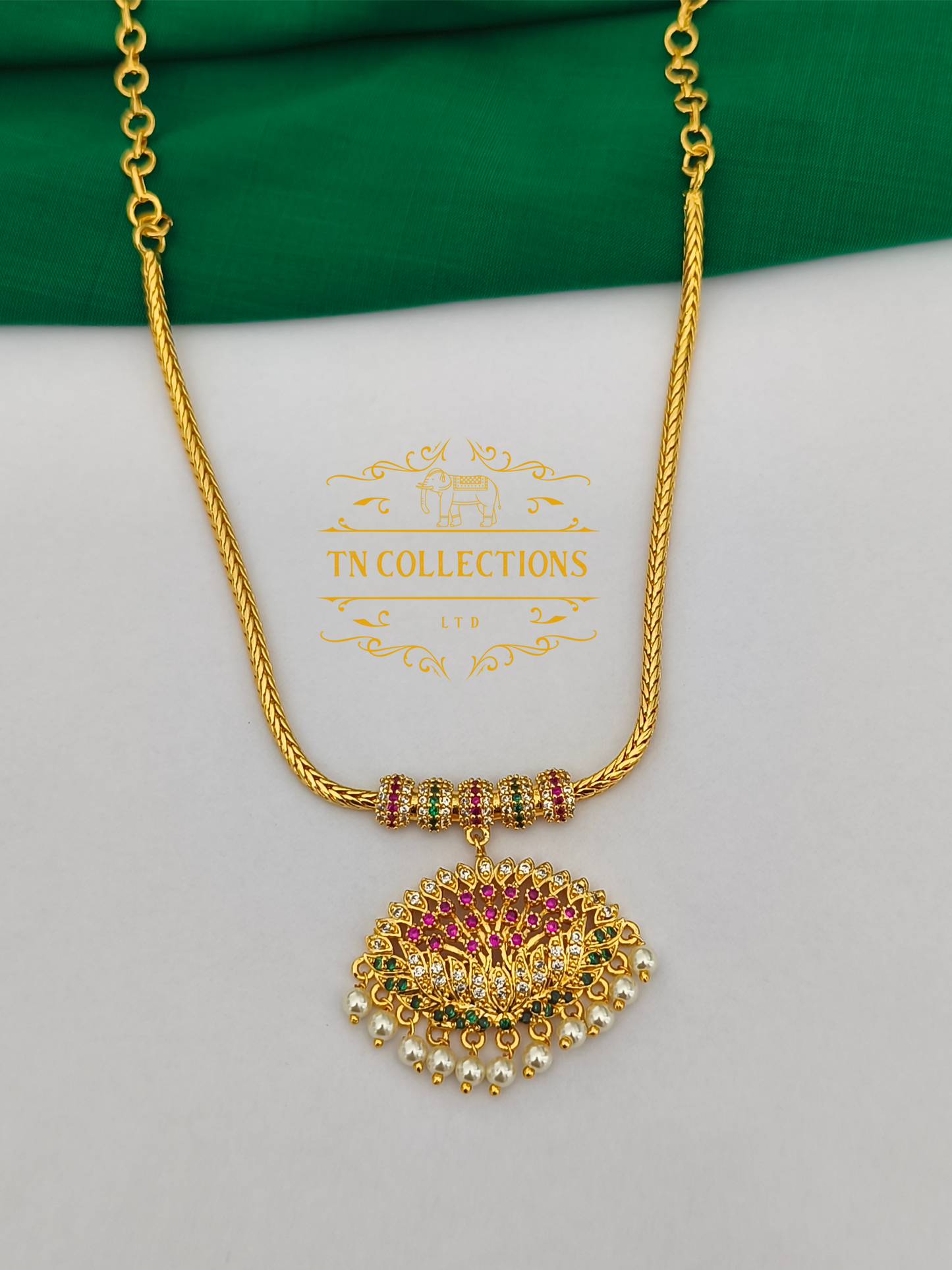 Micro Gold-Plated Traditional Alli Attiyal Short Necklace (Multicoloured)