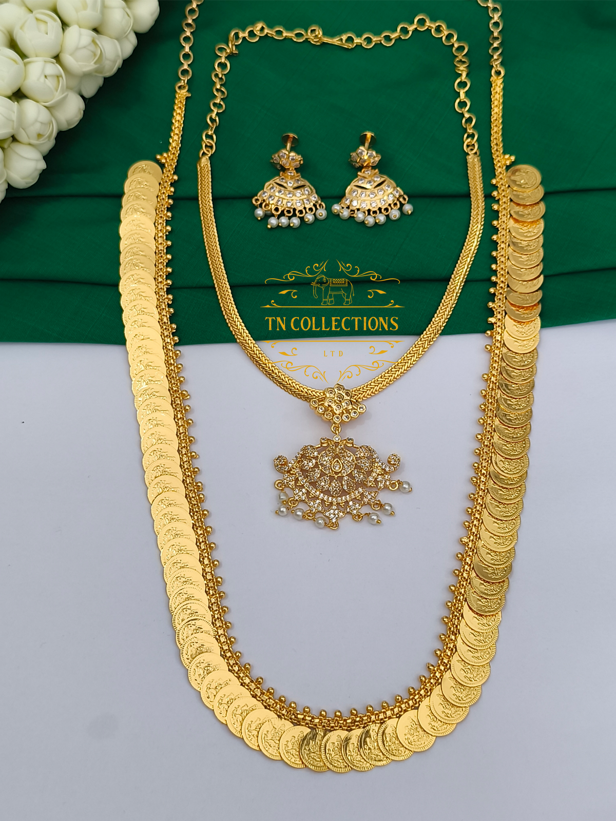 Micro Gold Finish Semi Bridal Set (Full white stones)