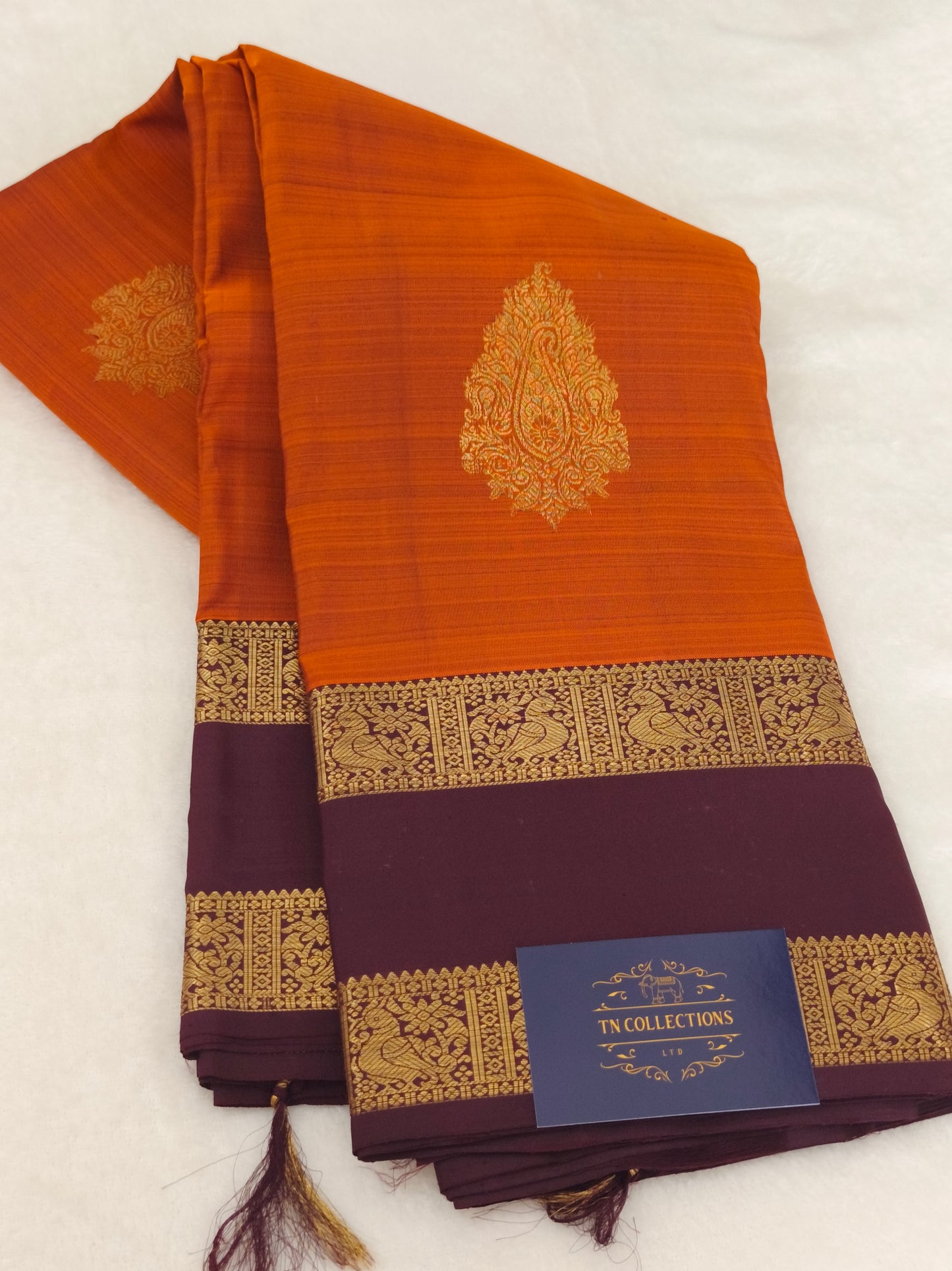 Trendy Pure Kanchipuram Silk Saree (Vintage Rusty Orange)
