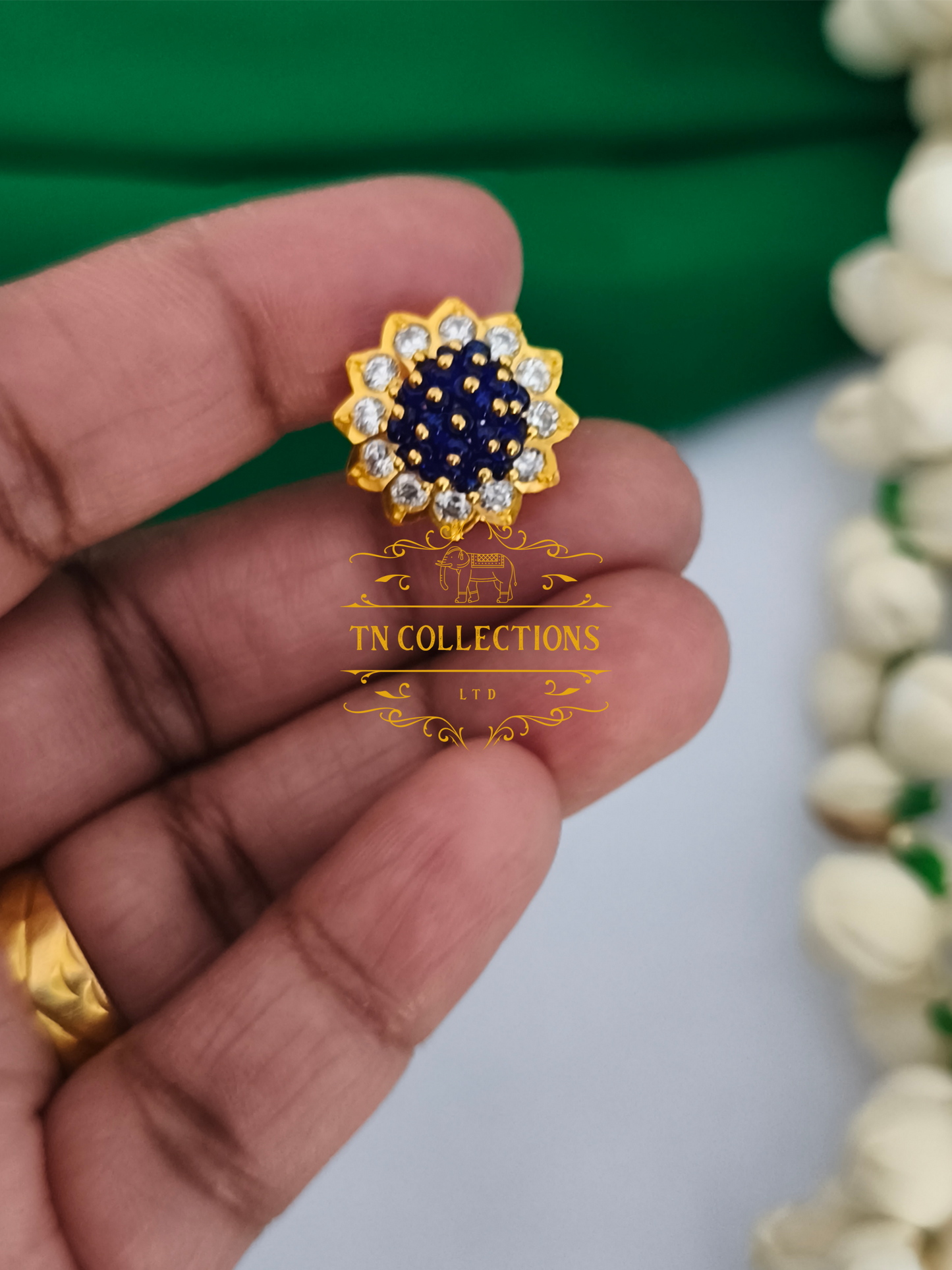 22ct Gold plated Traditional Muthukuviyal Thodu (Blue)