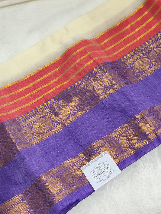 Kerala Special Mul Cotton Saree with Kanchi Border