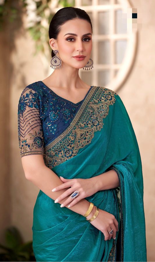 Satin Georgette Designer Party wear Saree