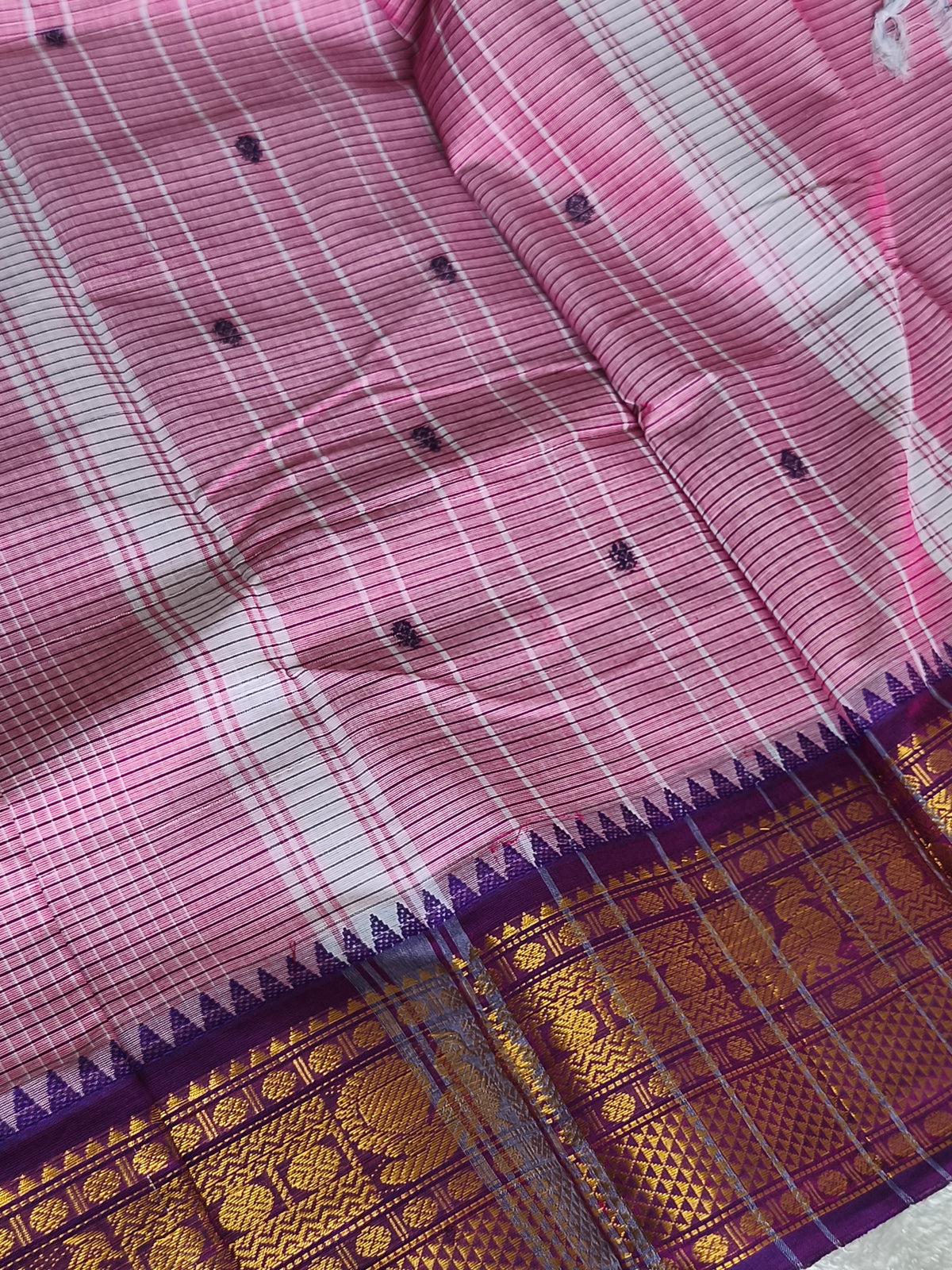 Pure Handloom checked Kanchi Cotton Saree