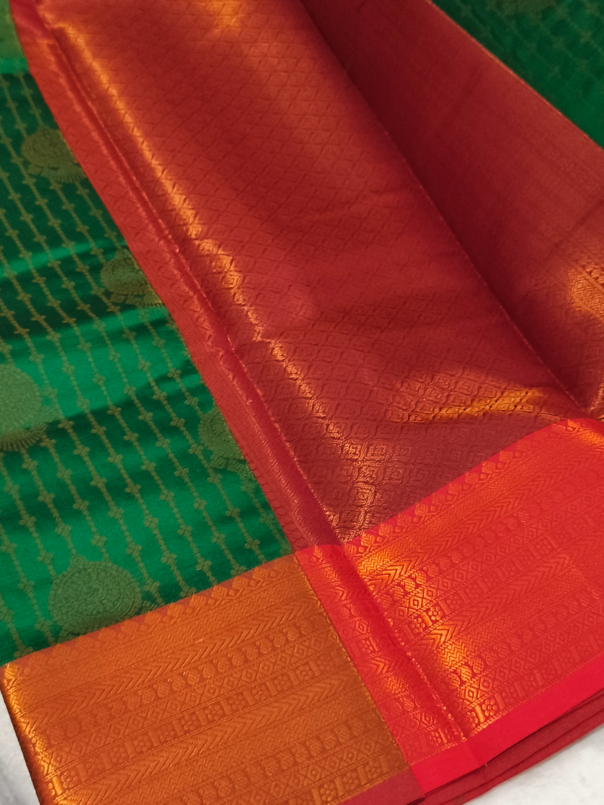 Kanchipuram vairaoosi Soft Silk Saree (Green)