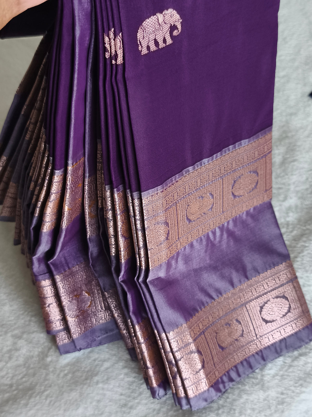 Premium kanchi Semi Silk Saree with contrast blouse