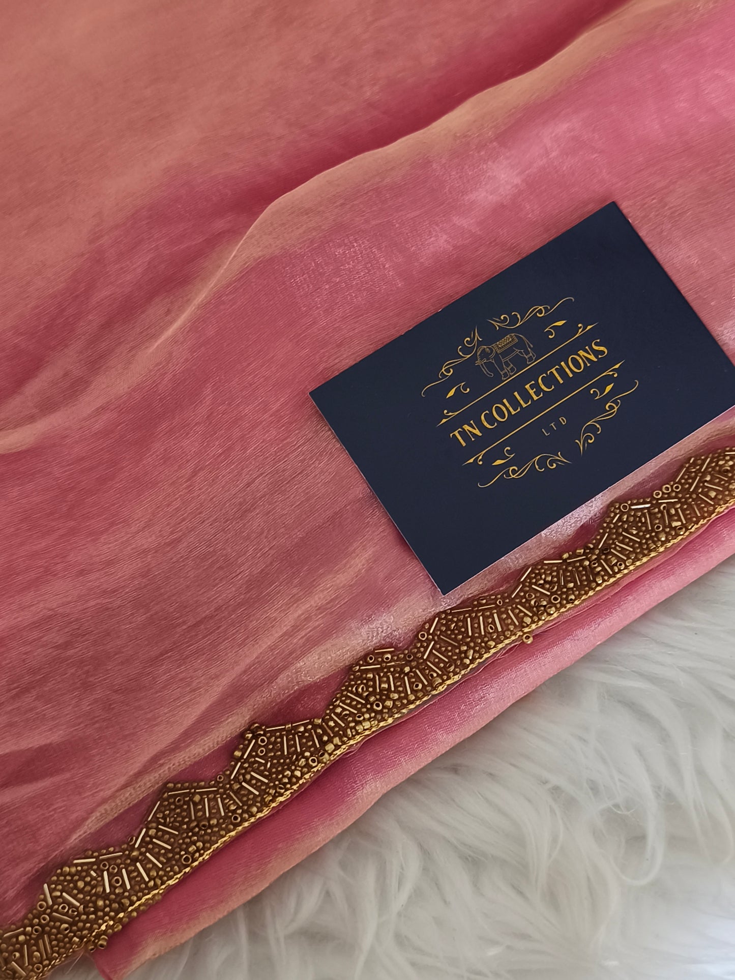 Beautiful Pink Soft Fendy Chiffon Party saree
