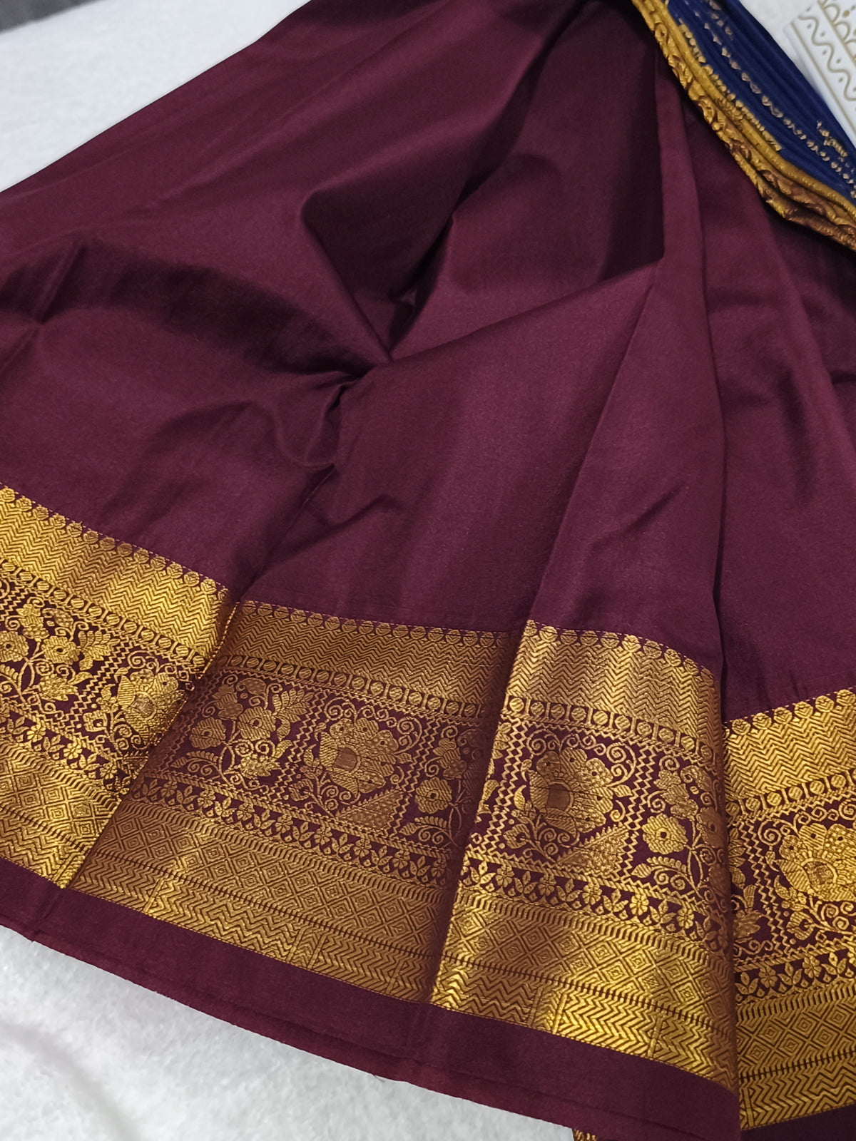 Kanchi Semi Silk Saree with contrast blouse
