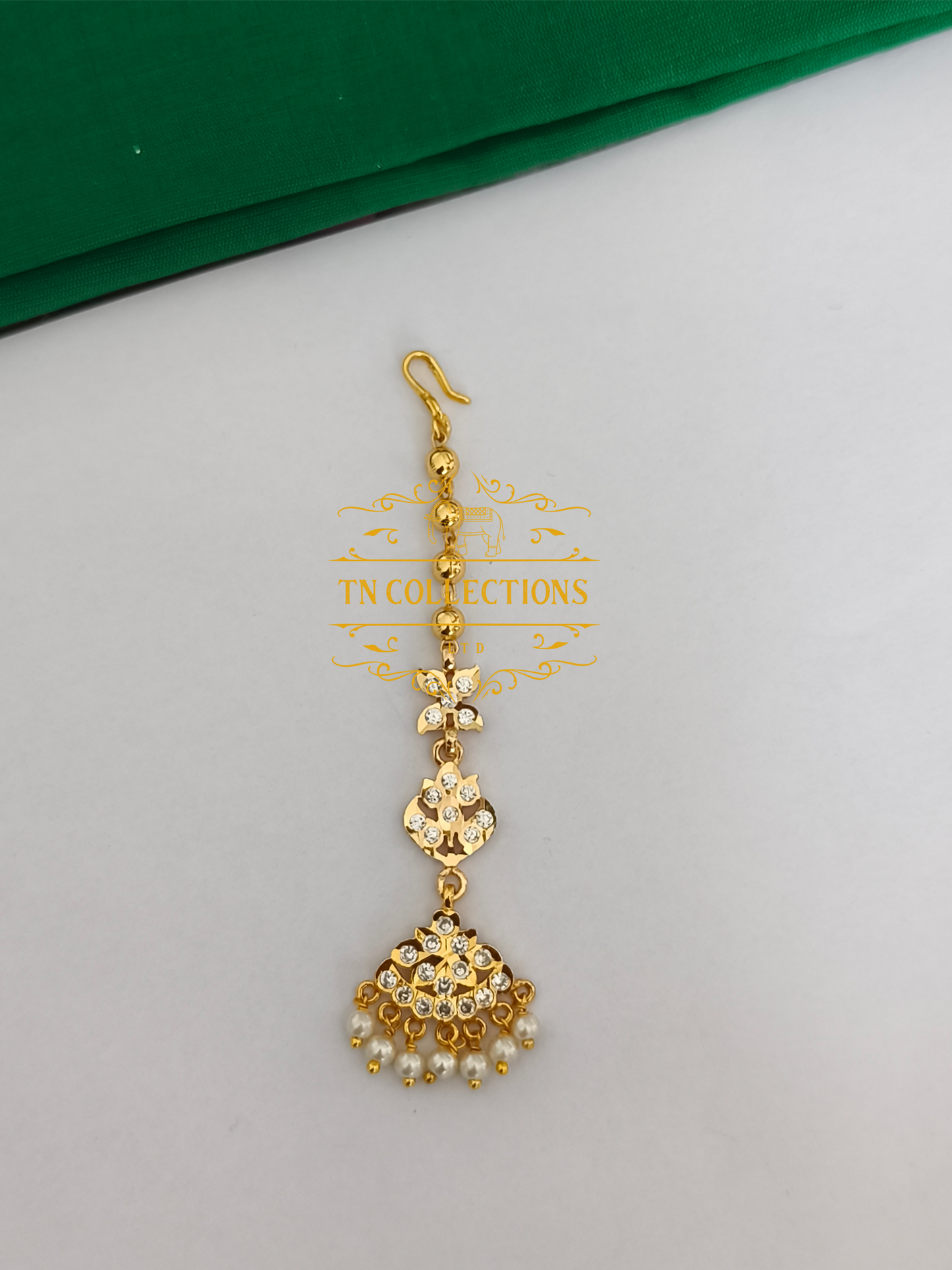 Micro Gold-Plated Tikka with Pearls (Full white stones)