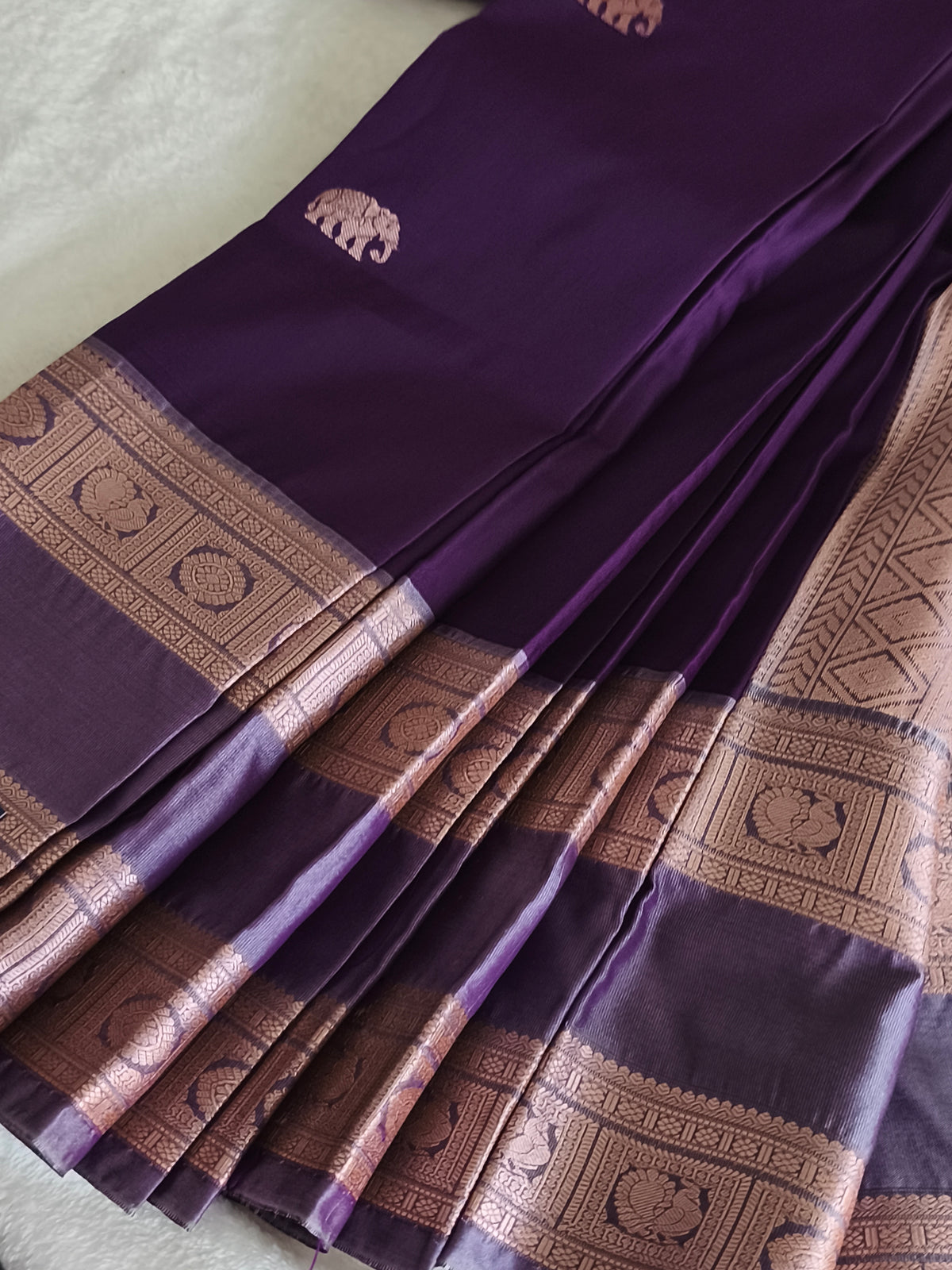 Premium kanchi Semi Silk Saree with contrast blouse