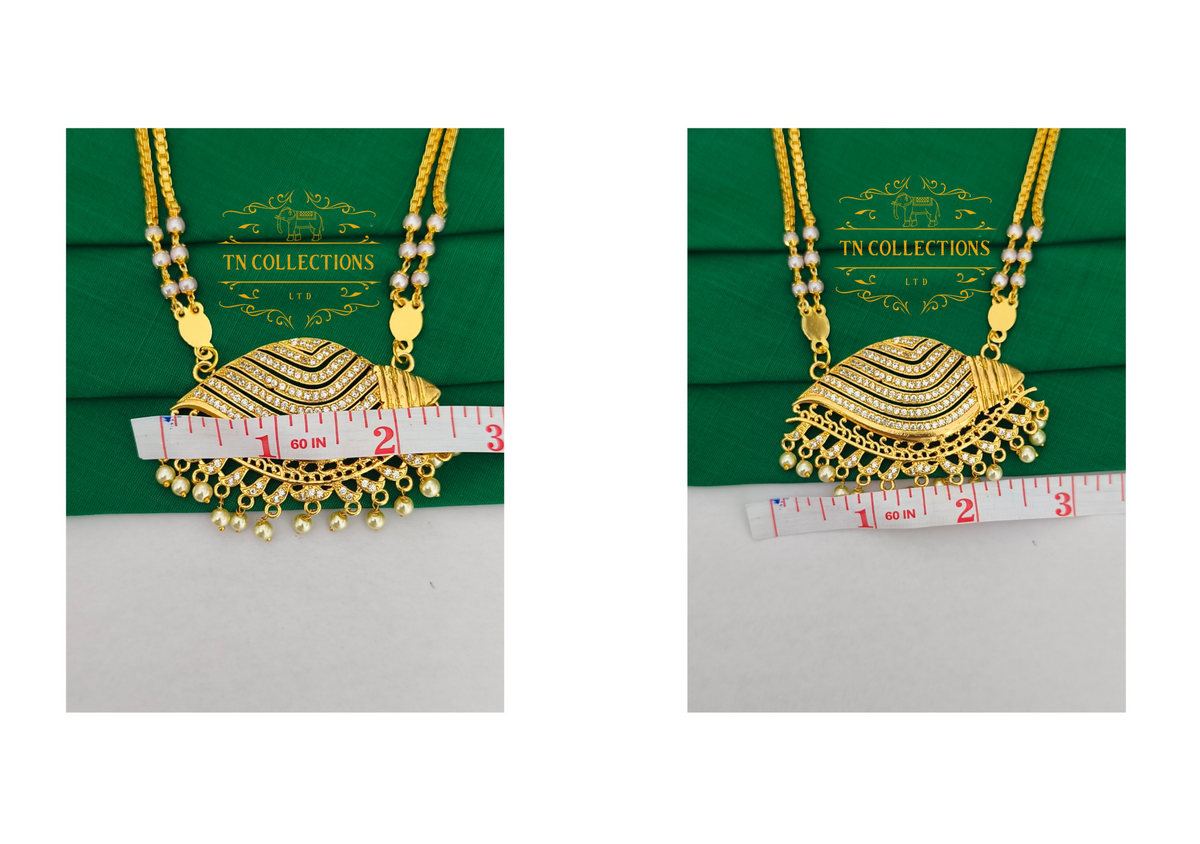 Micro Gold-Plated Traditional Sangu Pathakkam with Double layer pearl chain