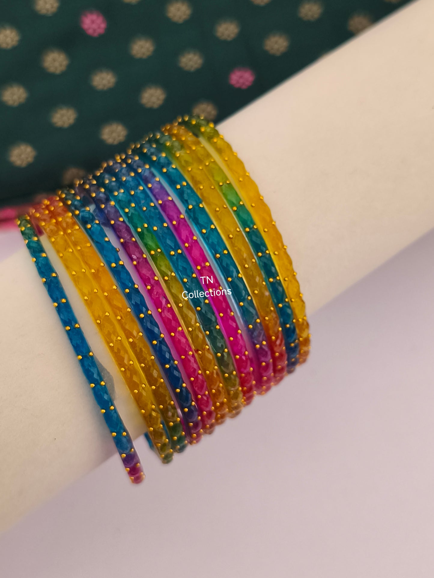 Multicoloured Glass Bangles (Size 2.6)