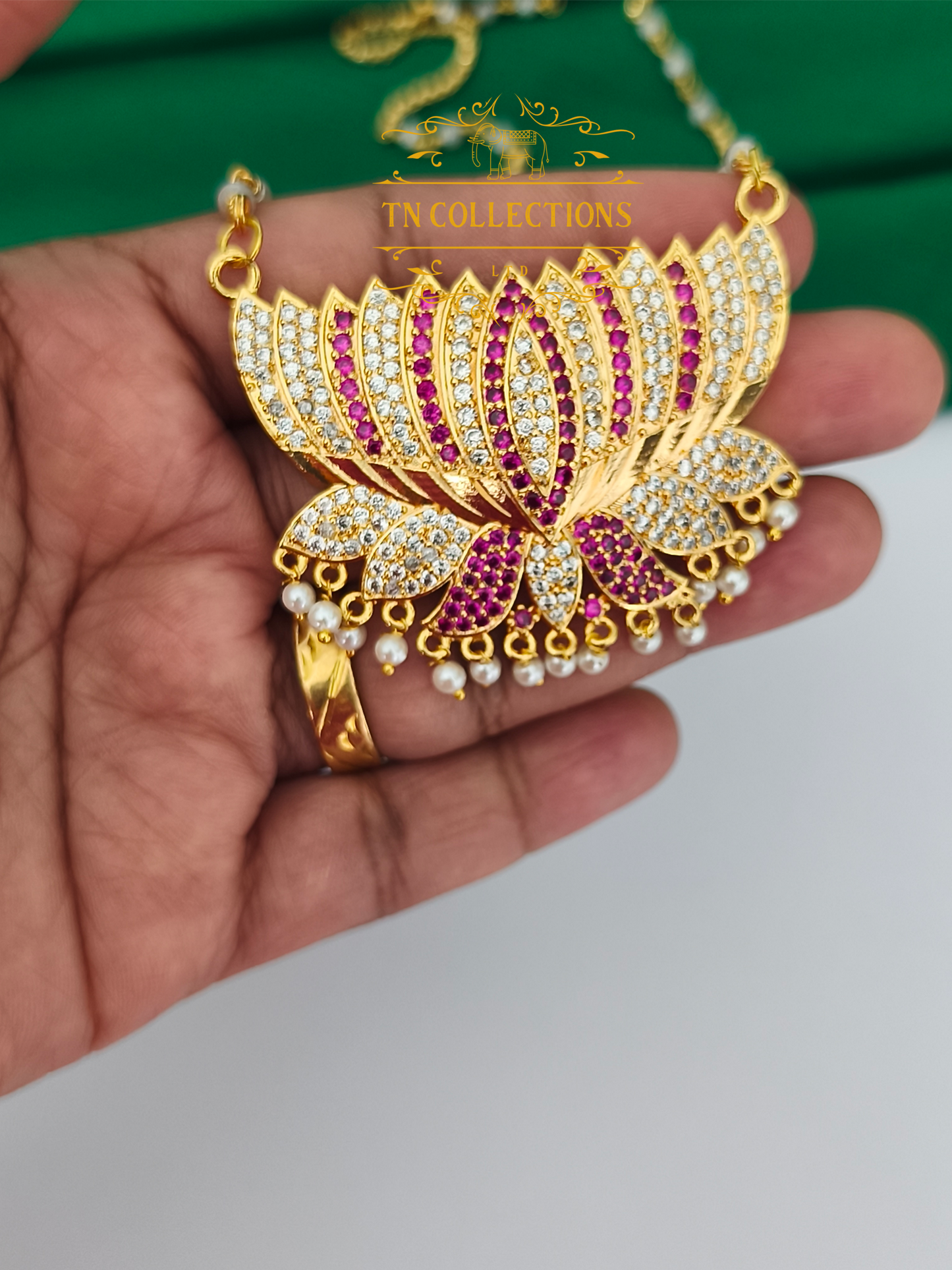 Micro Gold plated Traditional Lotus Pathakkam(24 inches length)